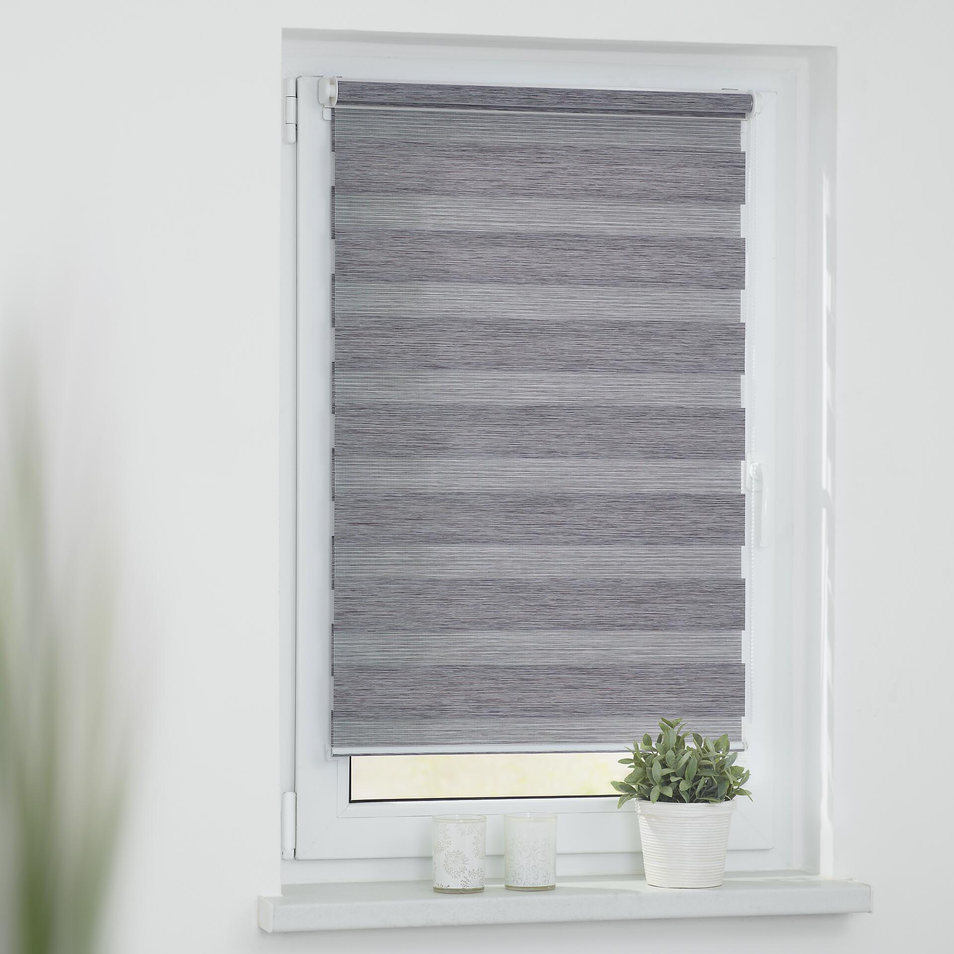 LICHTBLICK Doppelrollo Duo meliert dunkelgrau B/L: ca. 45x150 cm