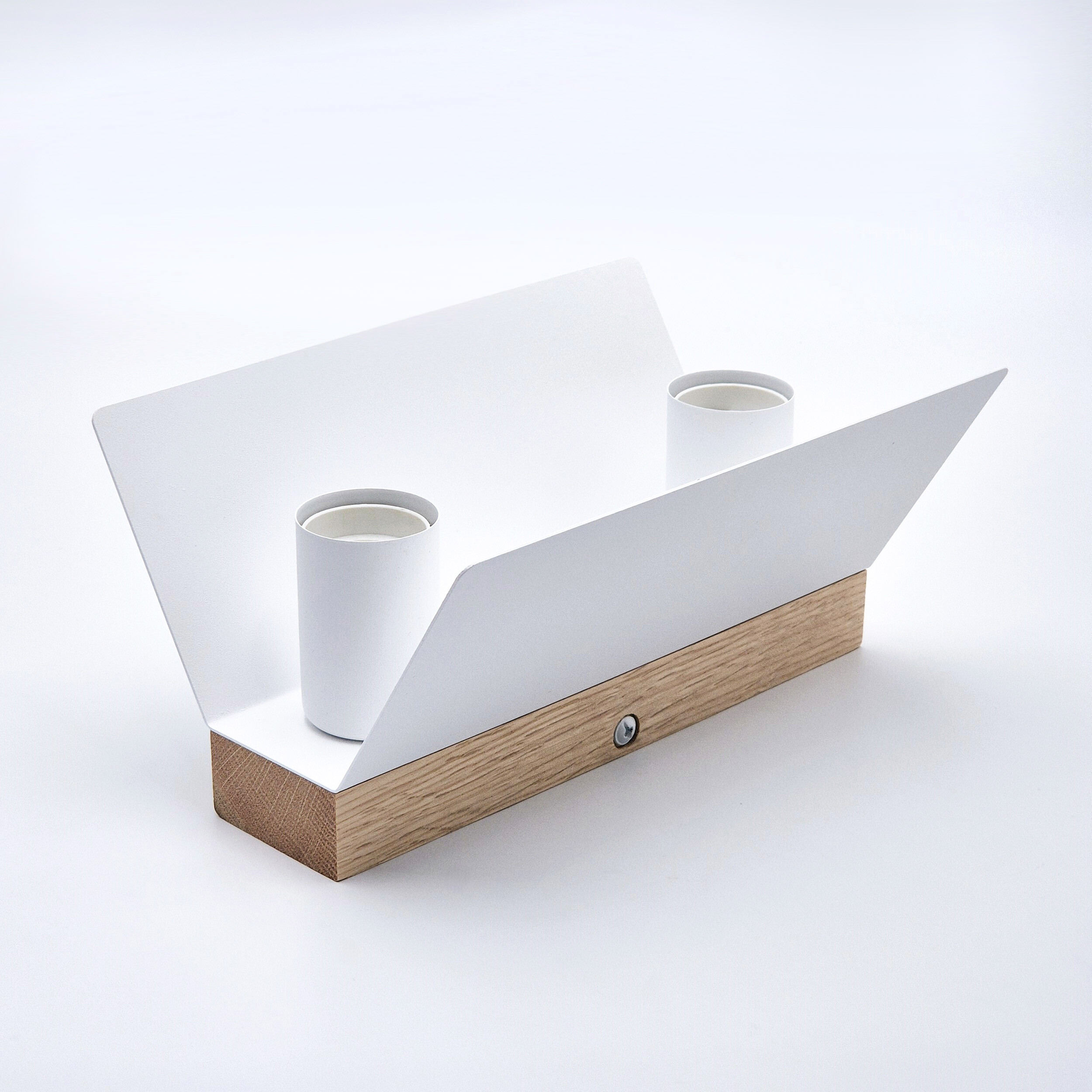 Lamkur Deckenleuchte weiß Eiche Stahl Glas B/H/L: ca. 12x11,5x24 cm E27 2 Brennstellen