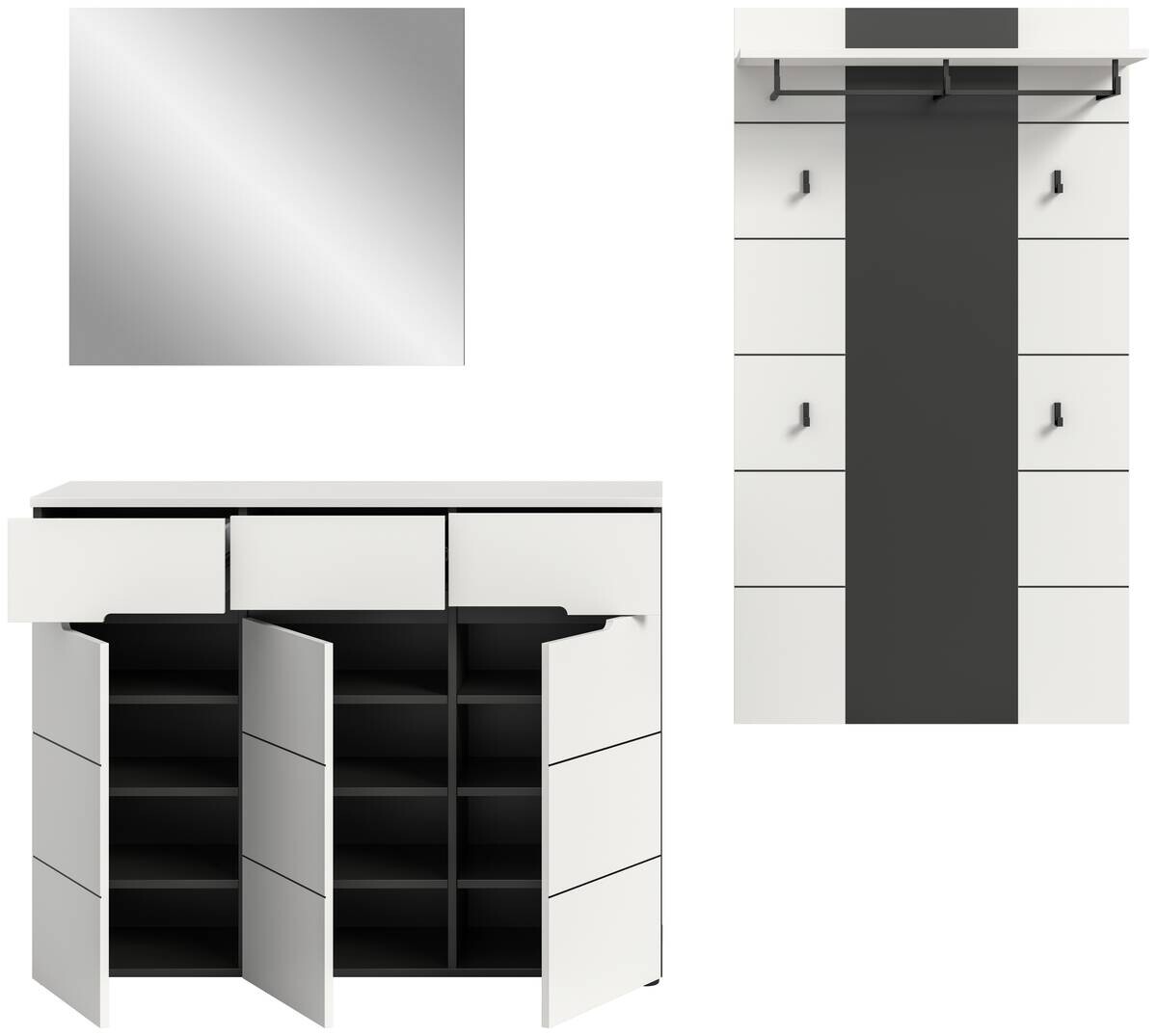 Garderobe Canu basaltgrau Nachbildung weiß B/H/T: ca. 215x190x37 cm