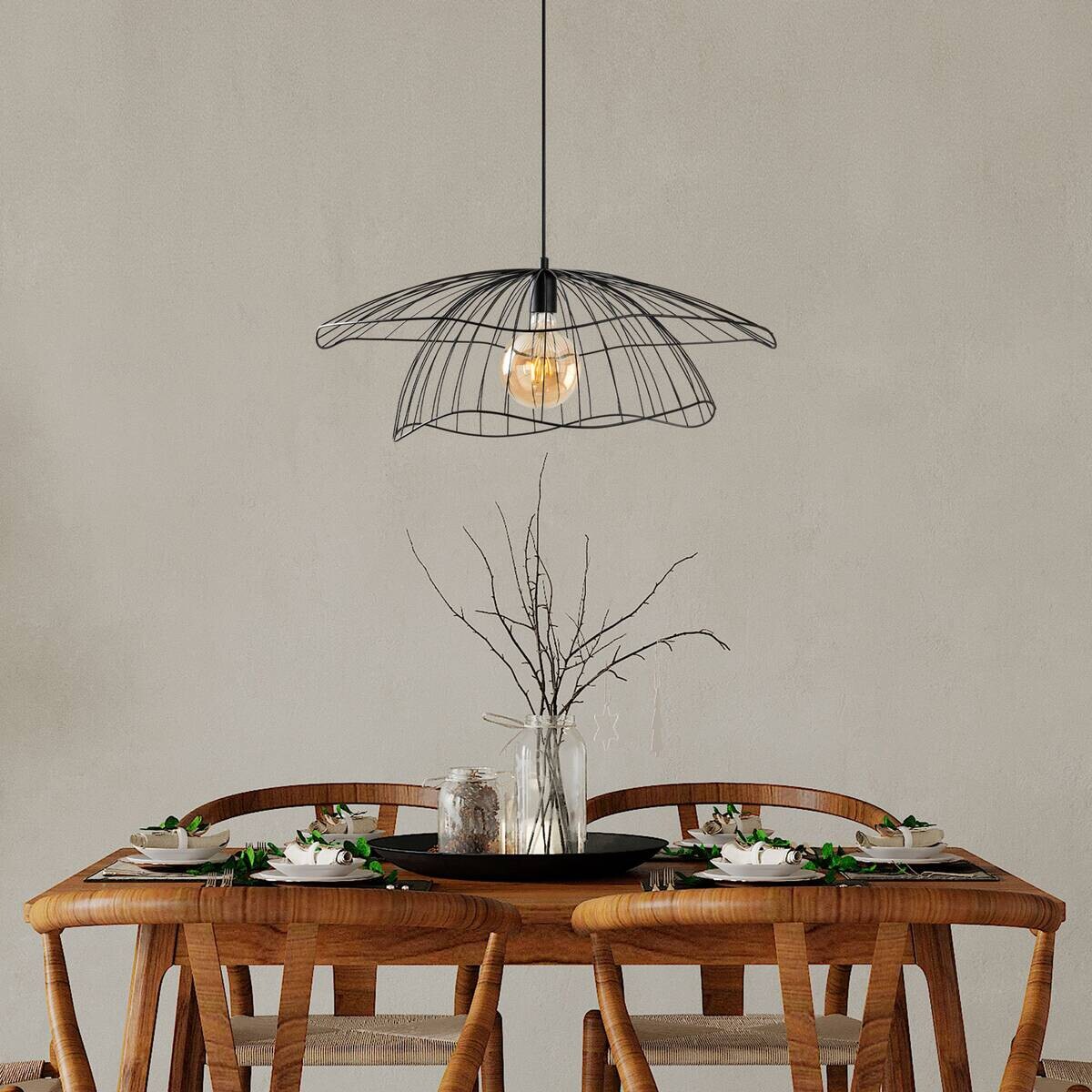 Opviq Pendelleuchte Mantar schwarz B/H/T/L/D: ca. 70x124x70x70x70 cm E27 1 Brennstellen