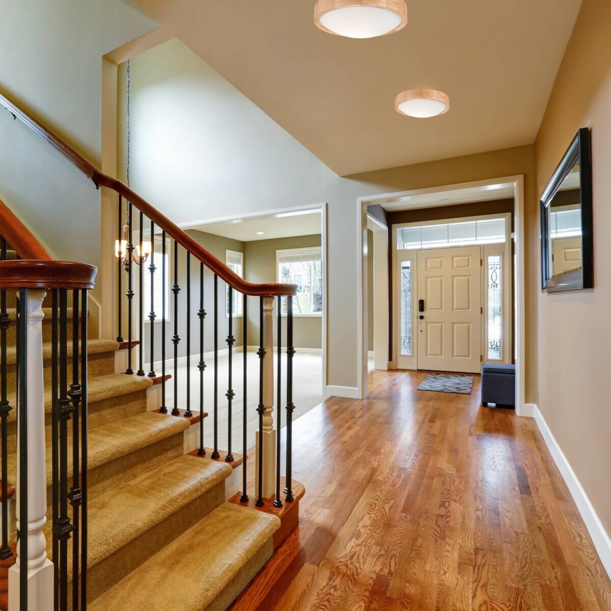 Lamkur Deckenleuchte Anello Eiche Glas Holz H/L: ca. 8x27 cm E27 1 Brennstellen