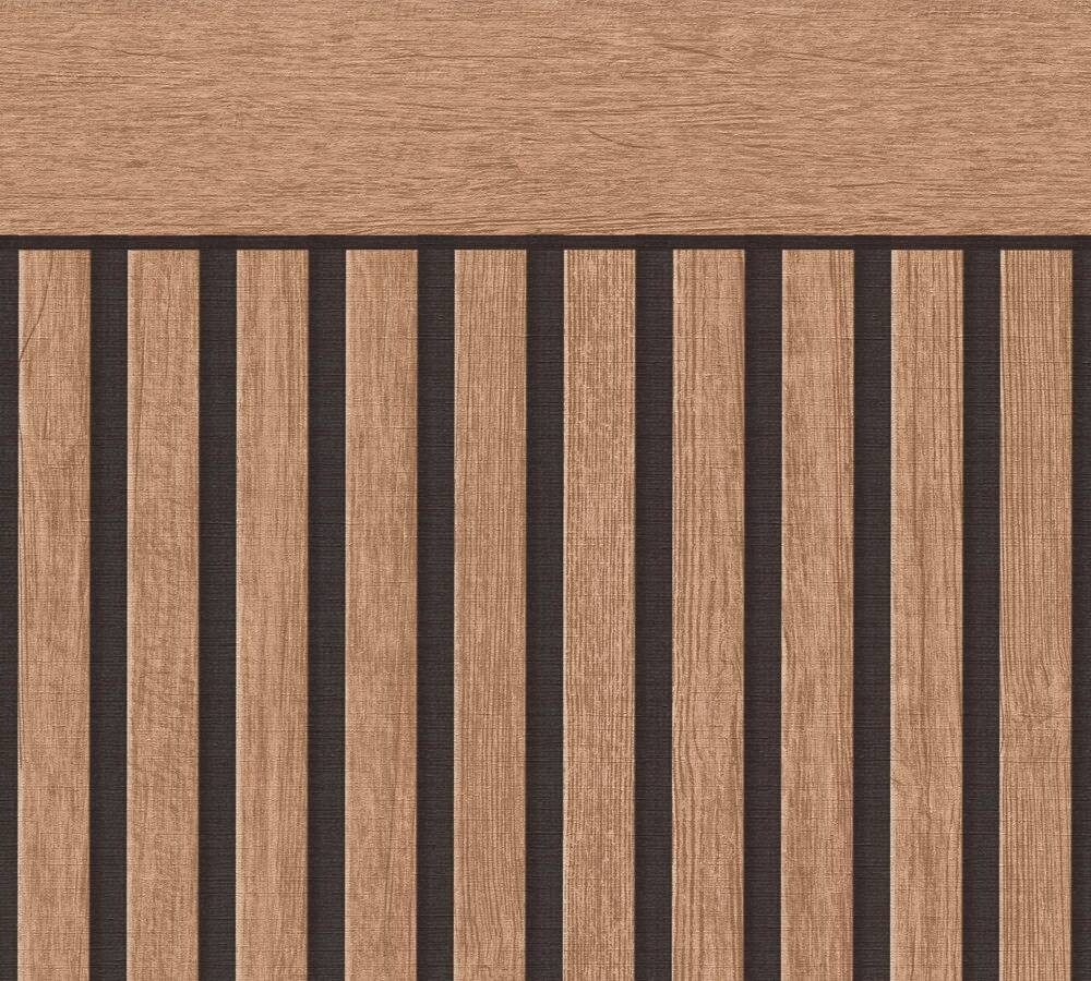 Vliestapete Holzoptik dunkelbraun schwarz B/L: ca. 106x5000 cm