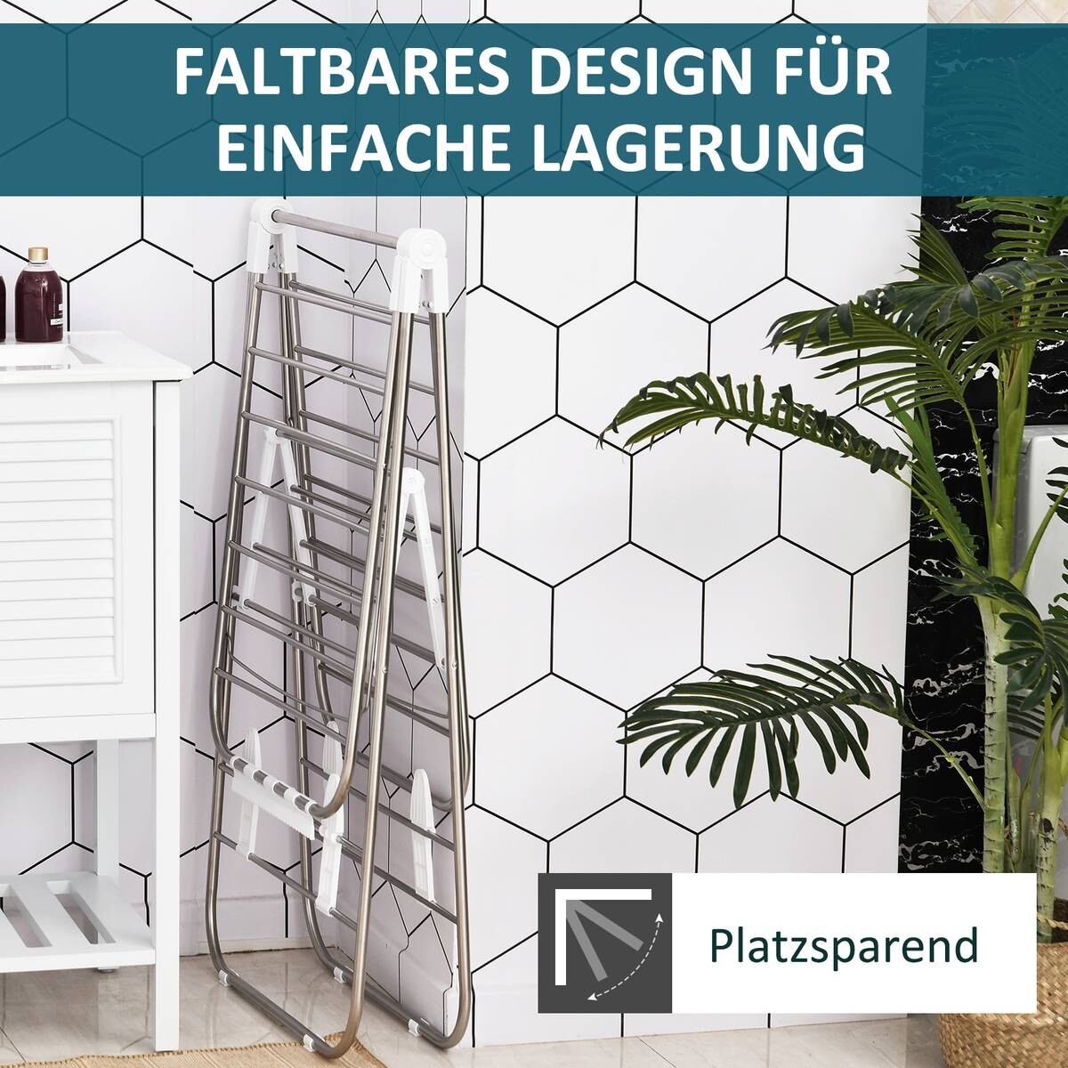 HOMCOM Wäscheständer silber Edelstahl