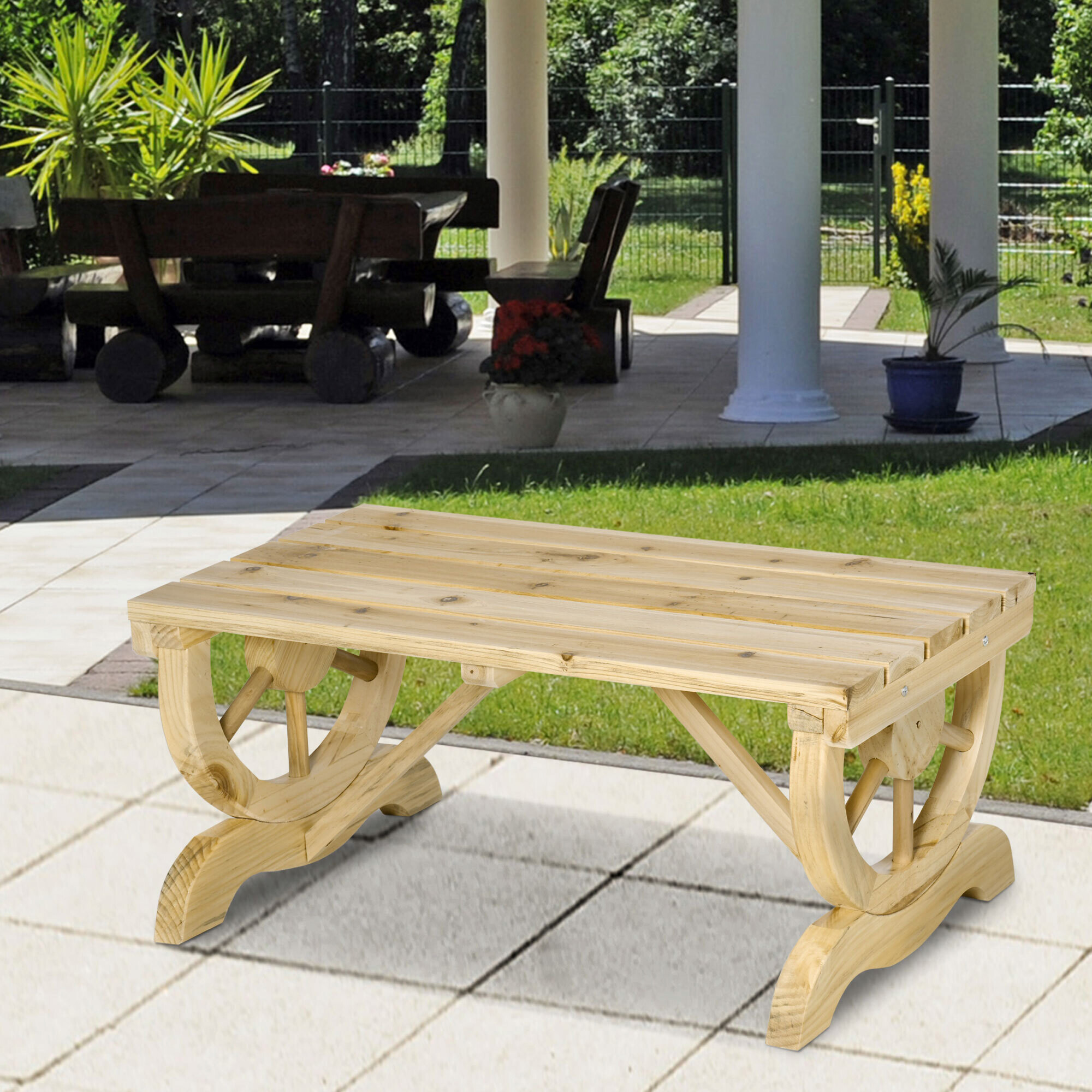 Outsunny Sitzbank natur Holz B/H/L: ca. 50x40x98 cm