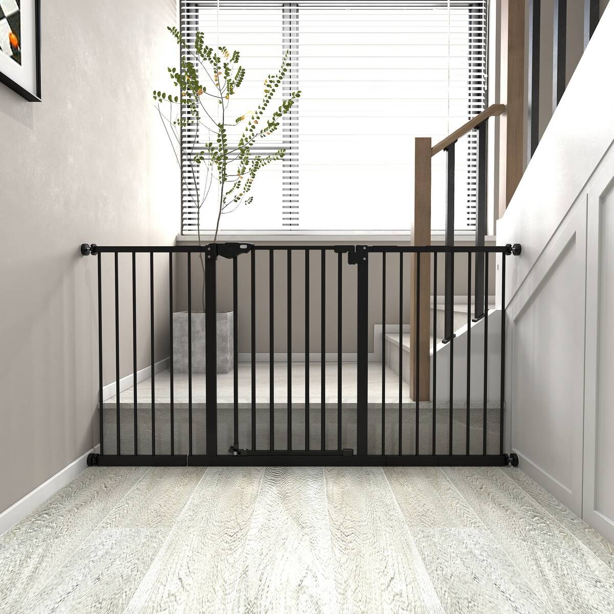 PawHut Absperrgitter schwarz Kunststoff B/H/L: ca. 2x76,2x136,3 cm