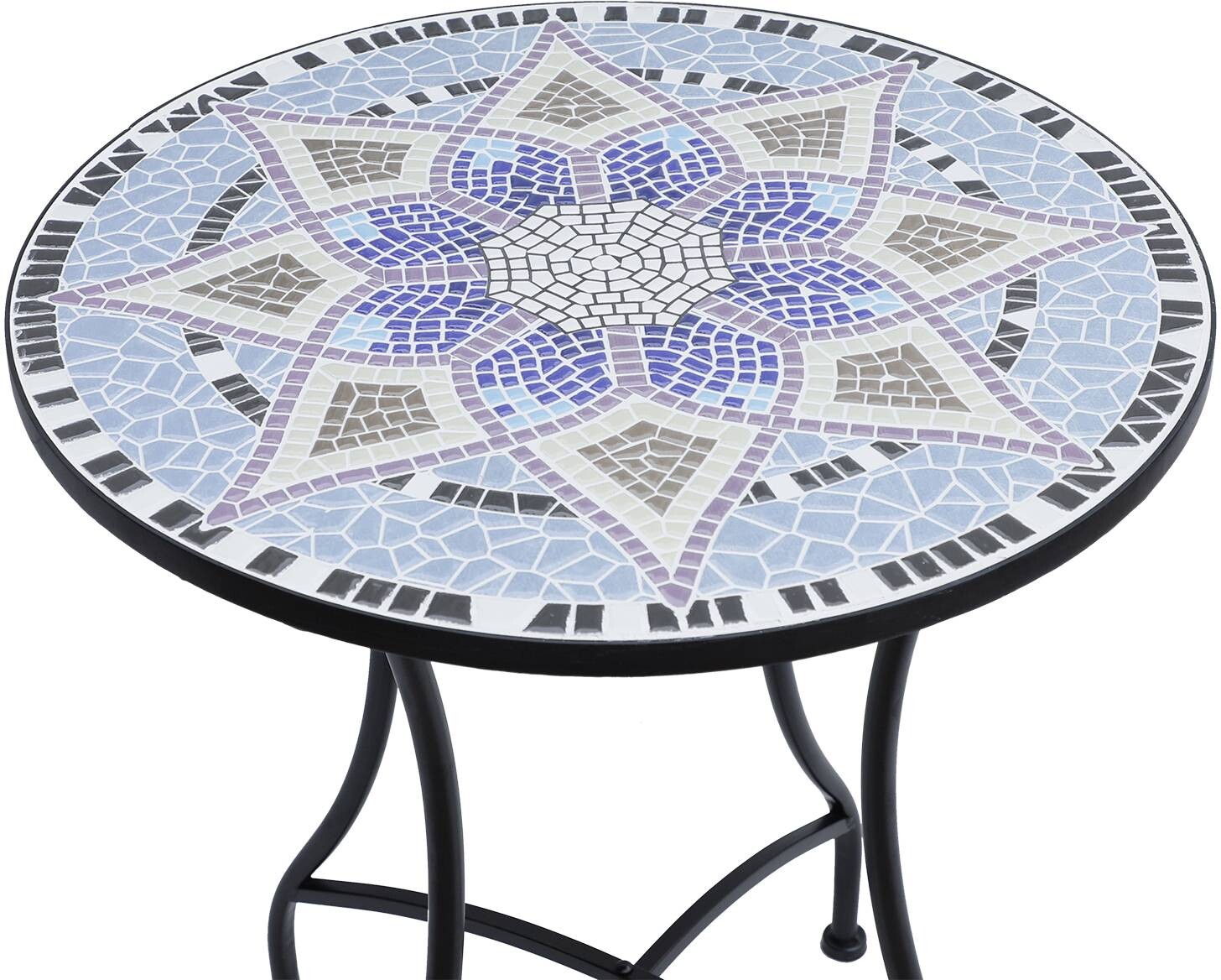 Outsunny Mosaiktisch blau Stahl H/D: ca. 71x60 cm