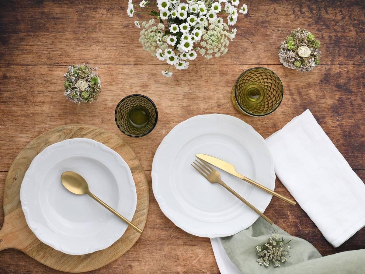 CreaTable Tafelservice Maria Theresia weiß Porzellan 12 tlg.