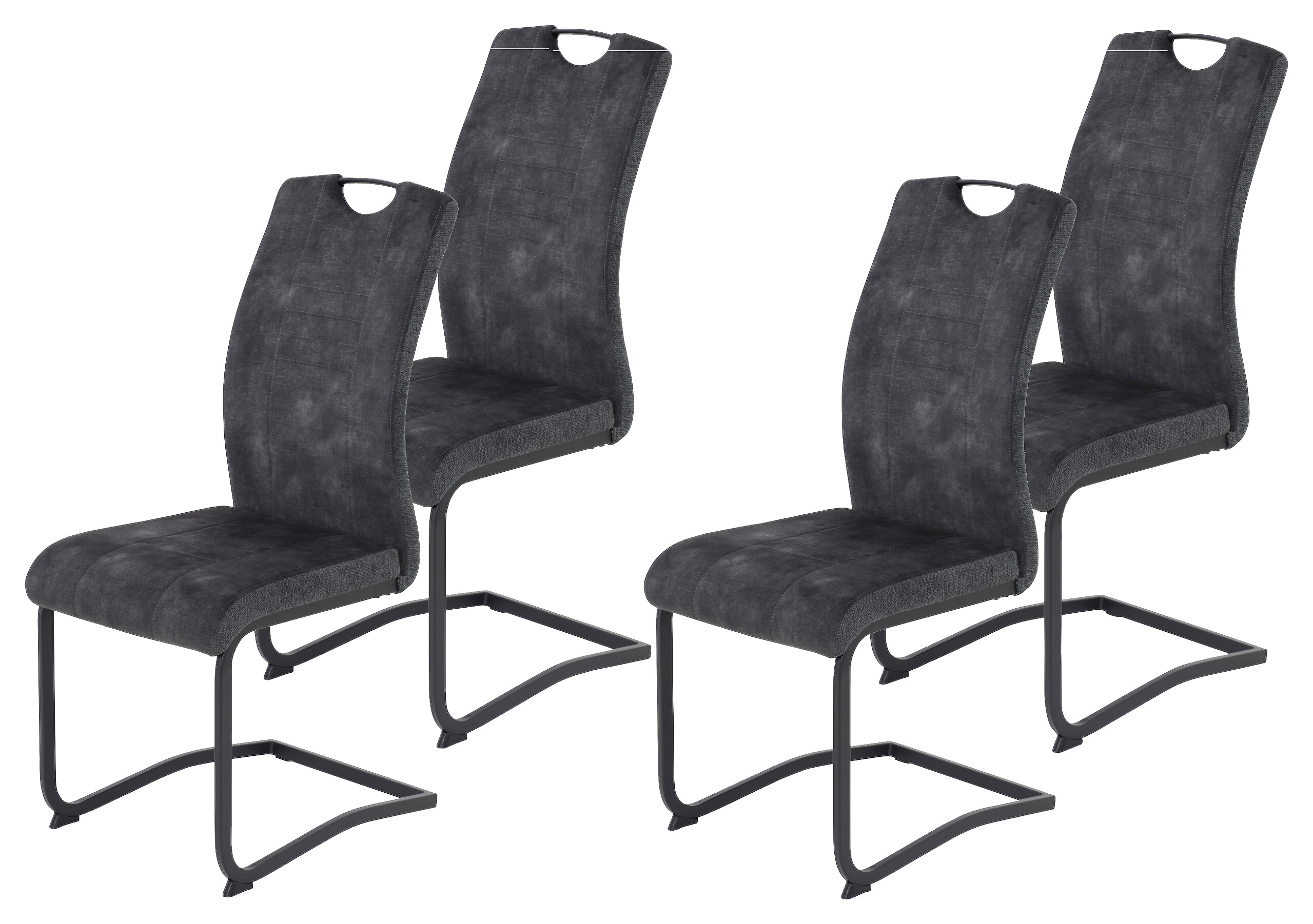 Schwingstuhl Riga, 4er-Set anthrazit Webstoff B/H/T: ca. 44x100x60 cm