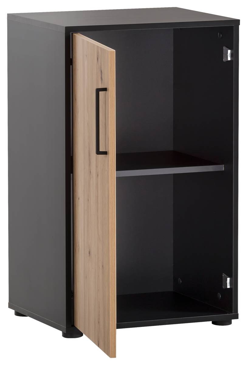Midischrank Aino Eiche Artisan Nachbildung schwarz matt B/H/T: ca. 51x83,6x41 cm