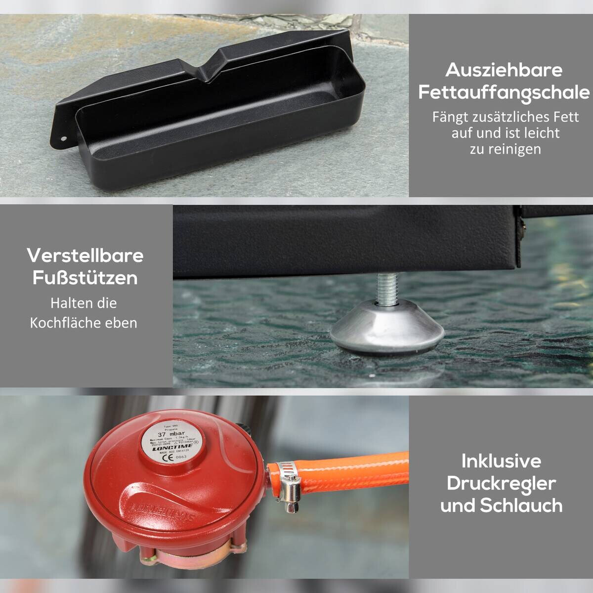 Outsunny Gasgrill Metall B/H/L: ca. 48x21x63 cm