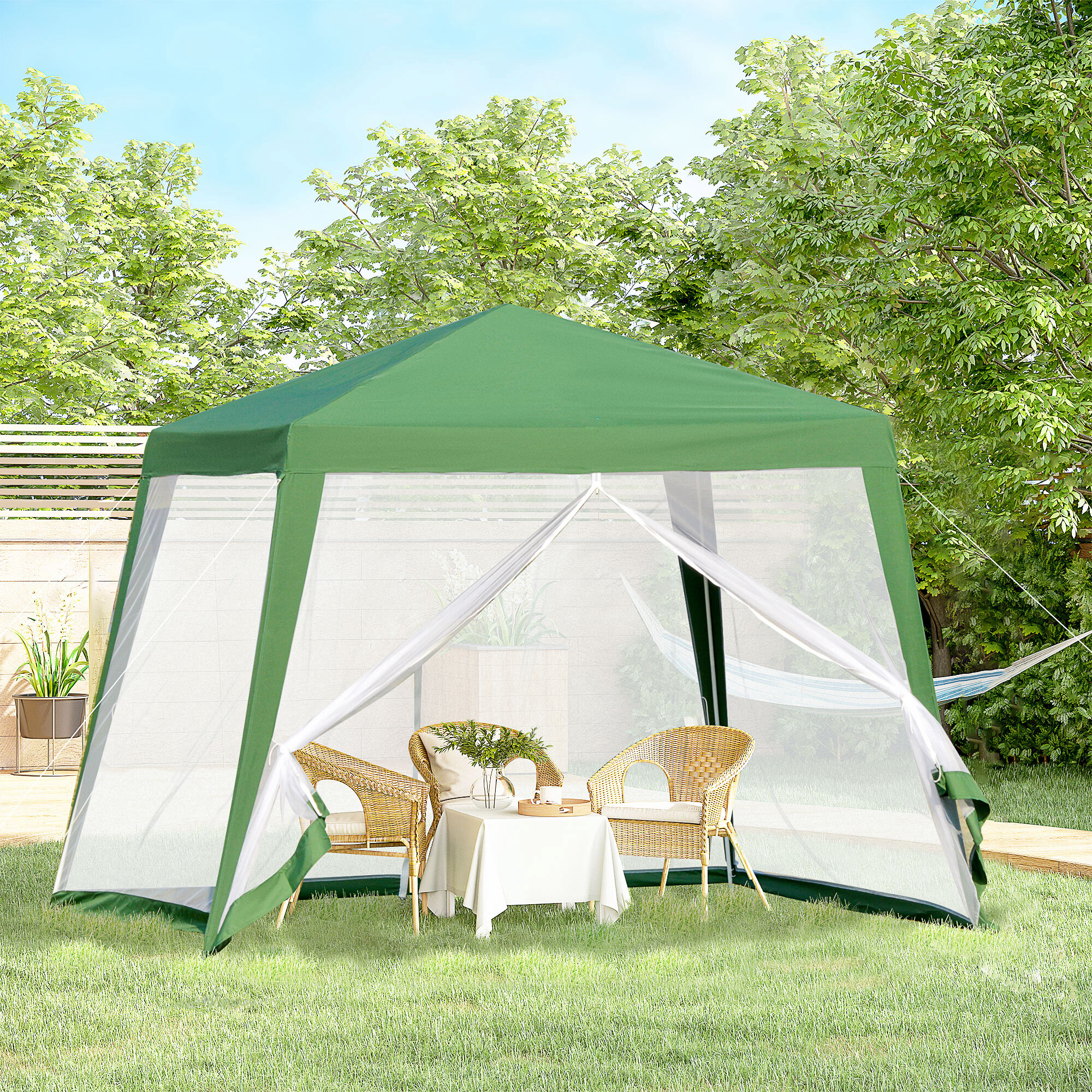 Outsunny Pavillon grün Polyester B/H/L: ca. 300x245x300 cm