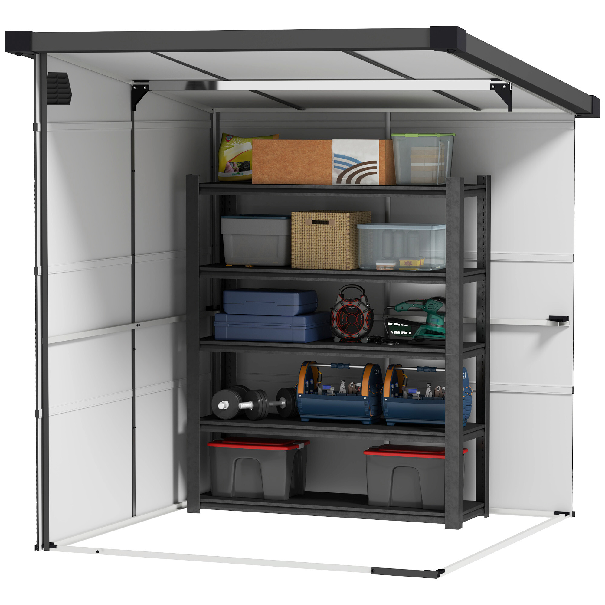 Outsunny Gerätehaus hellgrau B/H/L: ca. 191x215x190 cm