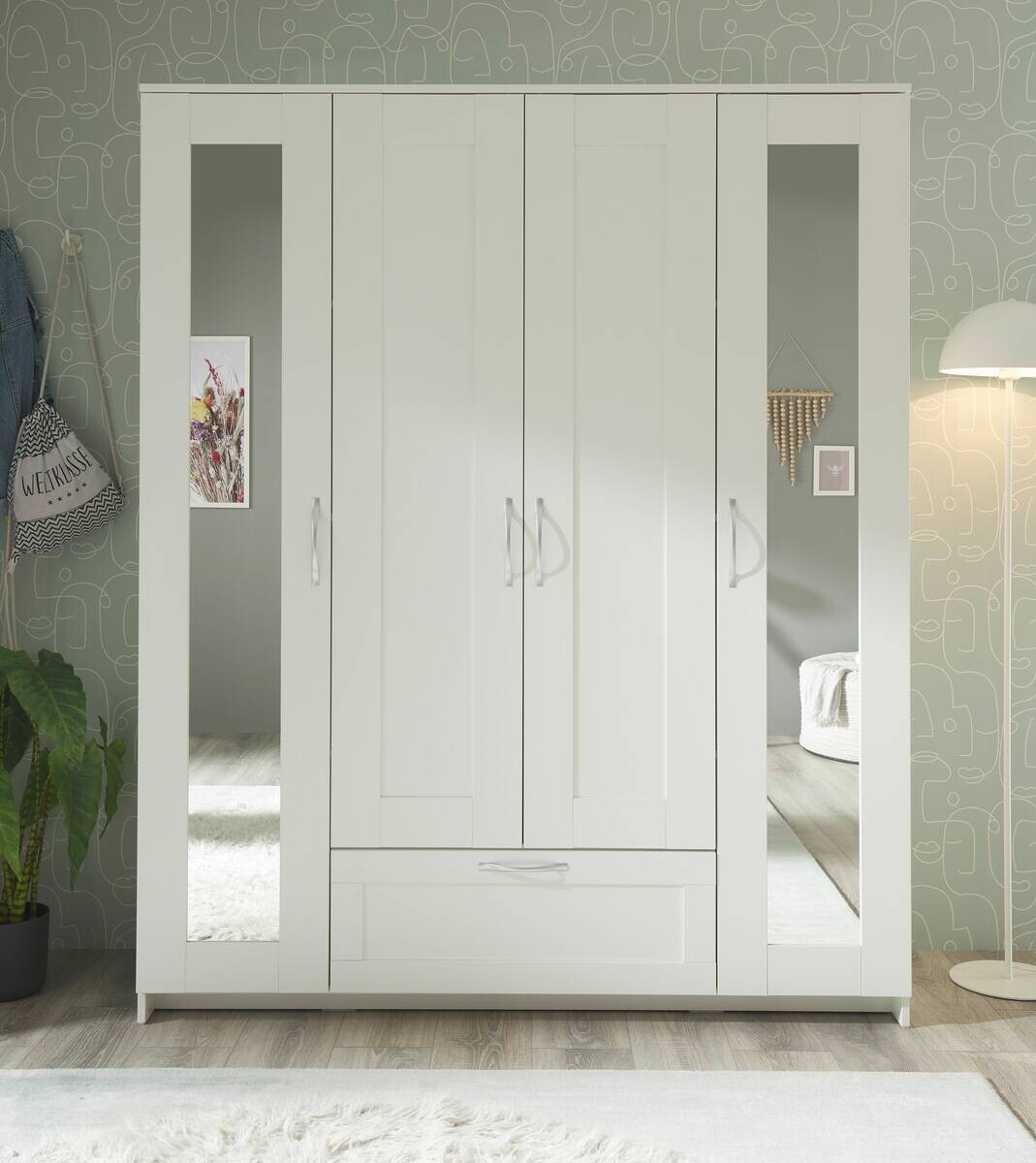 Kleiderschrank weiß B/H/T: ca. 156x191x50 cm