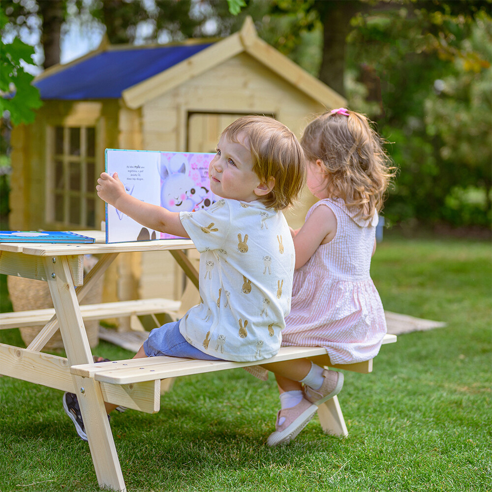 Timbela Kindersitzgarnitur M018 natur Holz B/H/L: ca. 90x50x90 cm