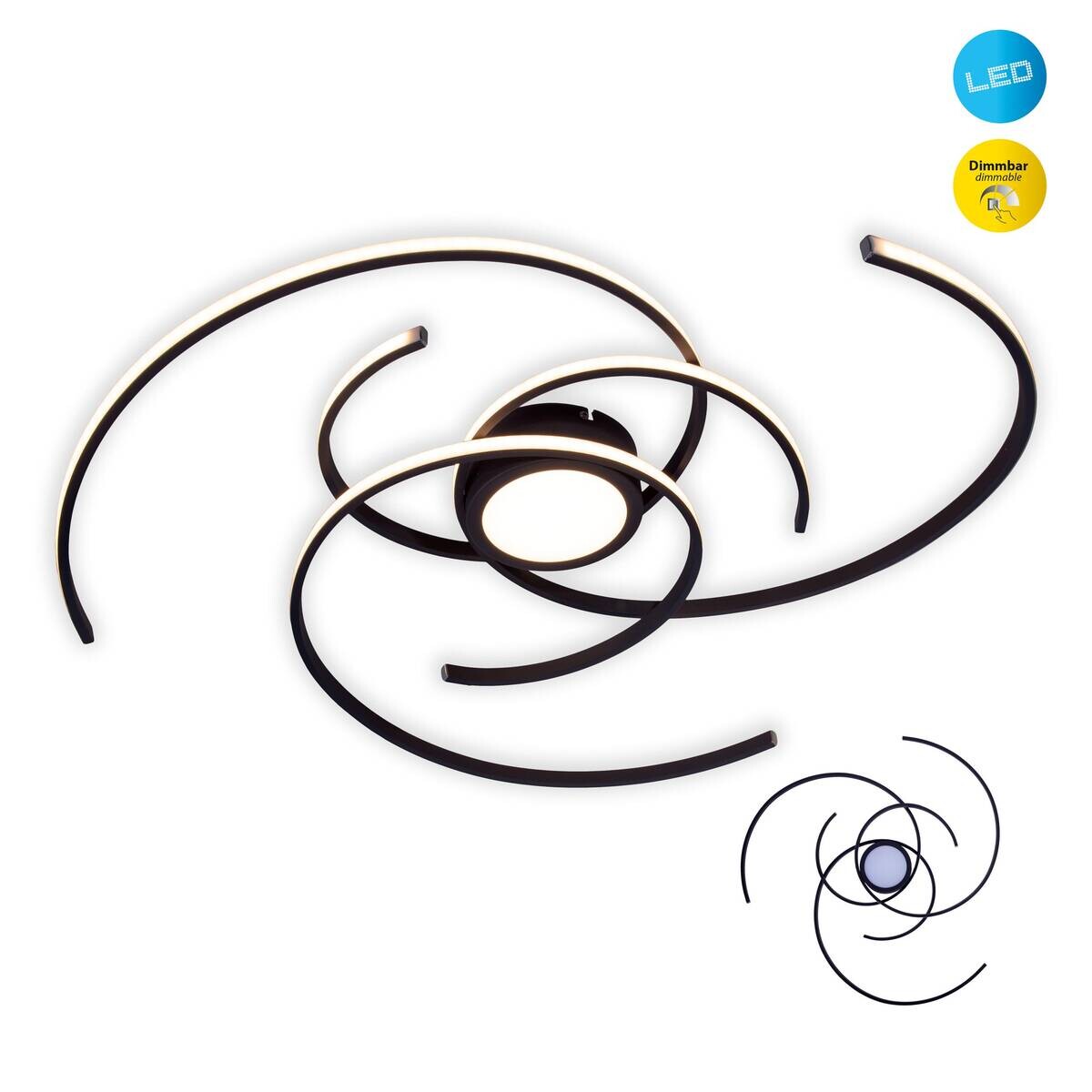 Näve Leuchten Deckenleuchte 1395722 schwarz Kunststoff Metall B/H/T: ca. 75x7x75 cm null 4 Brennstellen