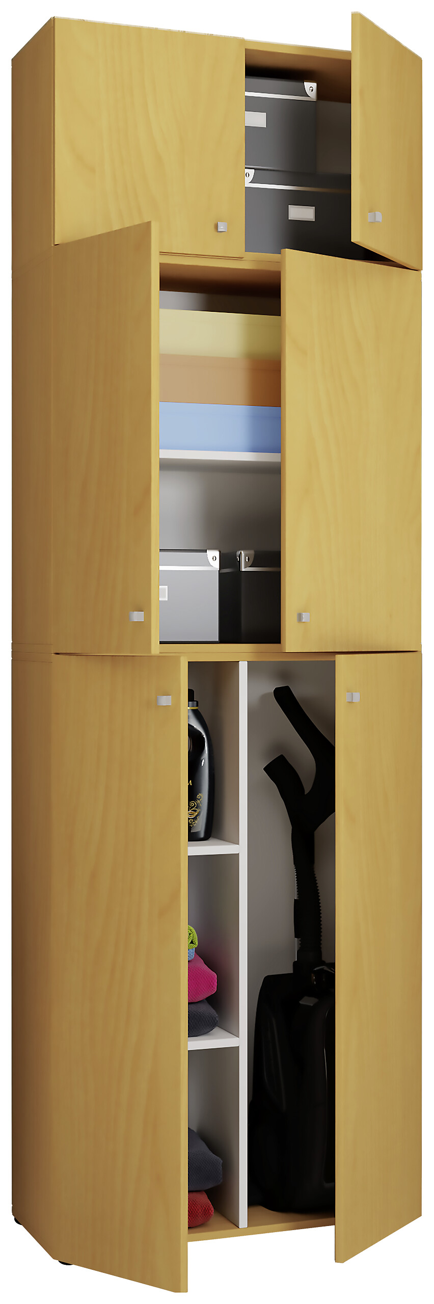 Putzschrank Lona buche Nachbildung weiß B/H/T: ca. 70x223x39 cm