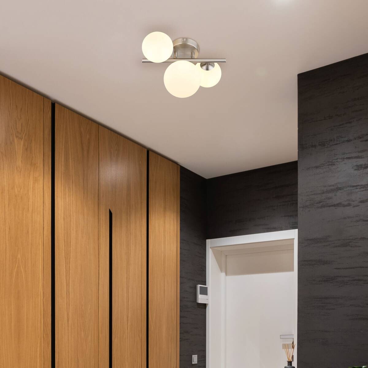 GLOBO Deckenleuchte nickel matt Metall B/H/T: ca. 23,5x20,5x28,5 cm G9 3 Brennstellen