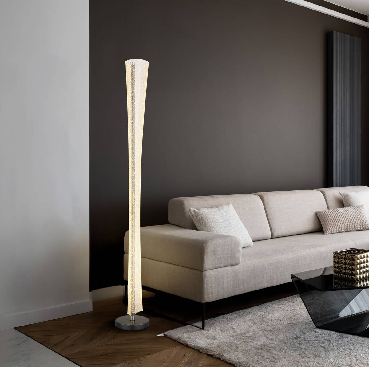 GLOBO LED-Stehleuchte nickel matt anthrazit klar Metall Kunststoff H/D: ca. 155x20 cm 1 Brennstellen