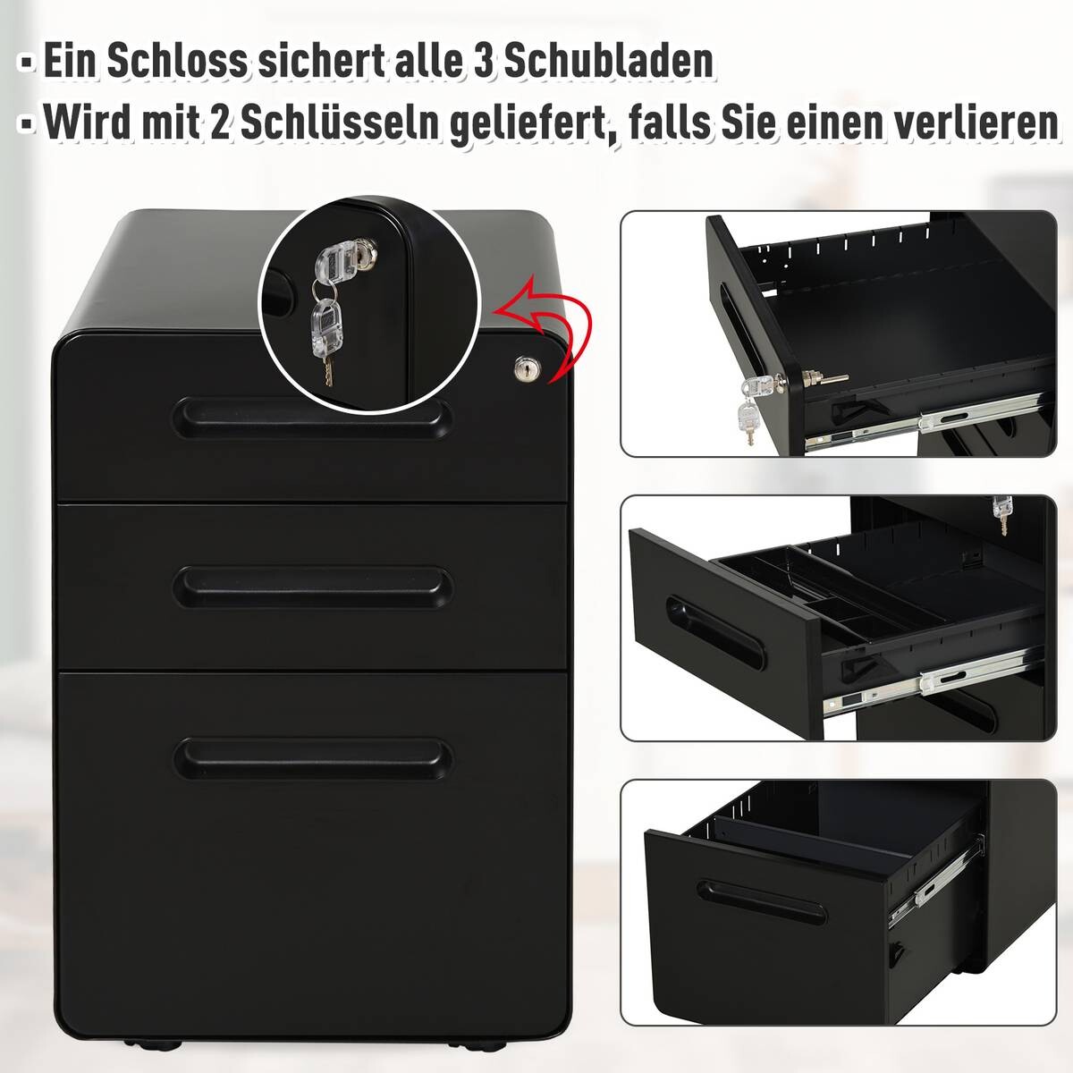 Aktenschrank 924-007BK schwarz B/H/T: ca. 39x59x48 cm