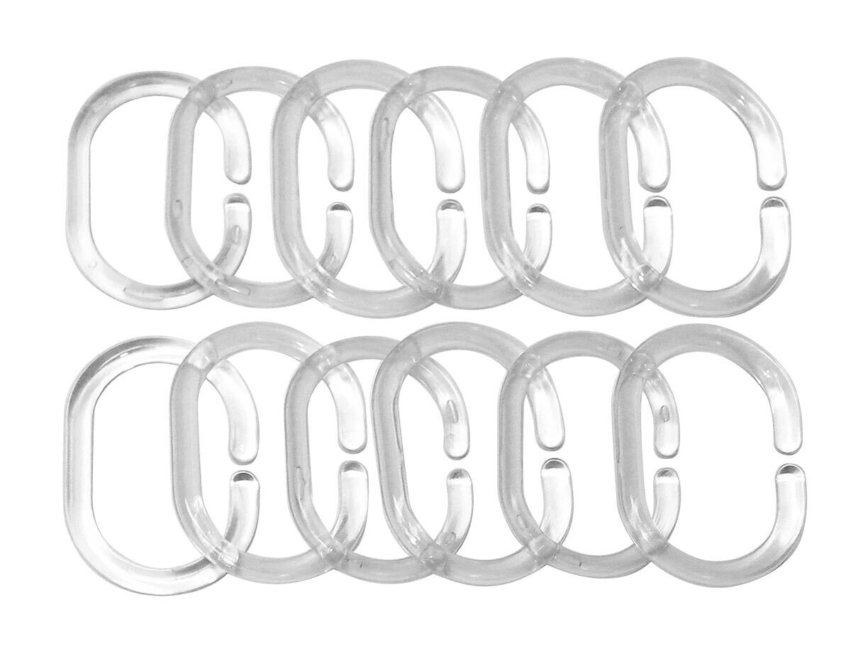 Duschringe transparent Kunststoff 12er Pack