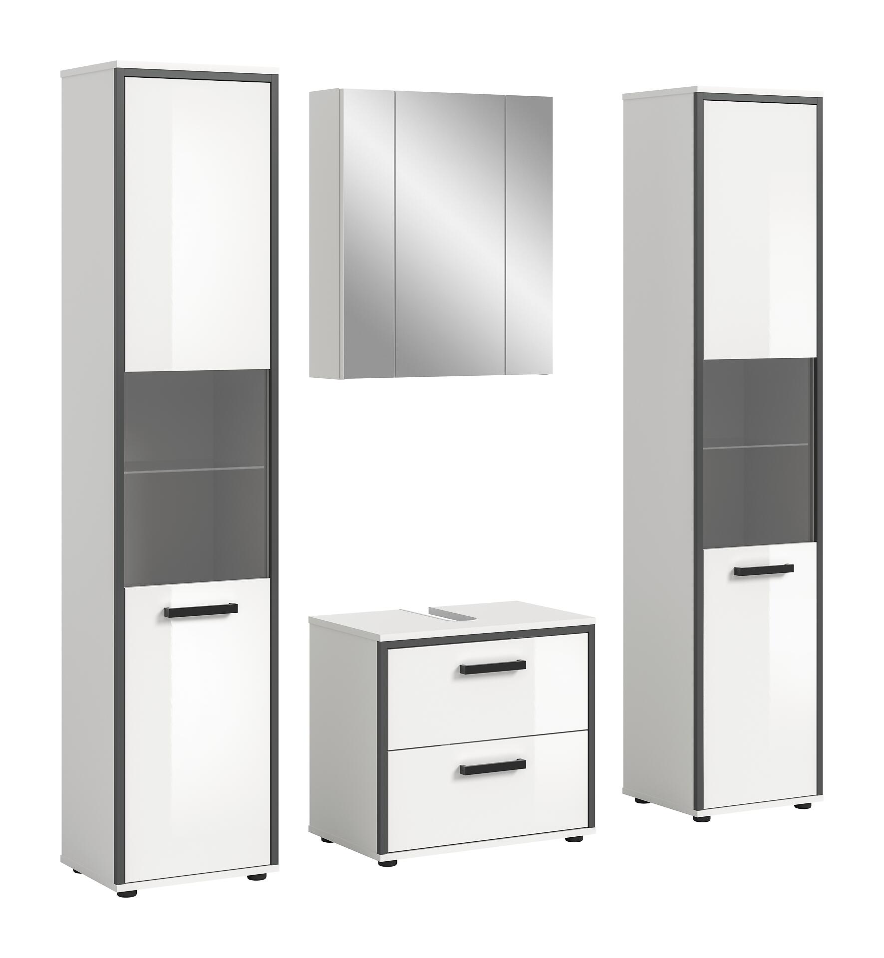 Badblock KOJAK weiß Hochglanz anthrazit grau B/H/T: ca. 171x188x37 cm