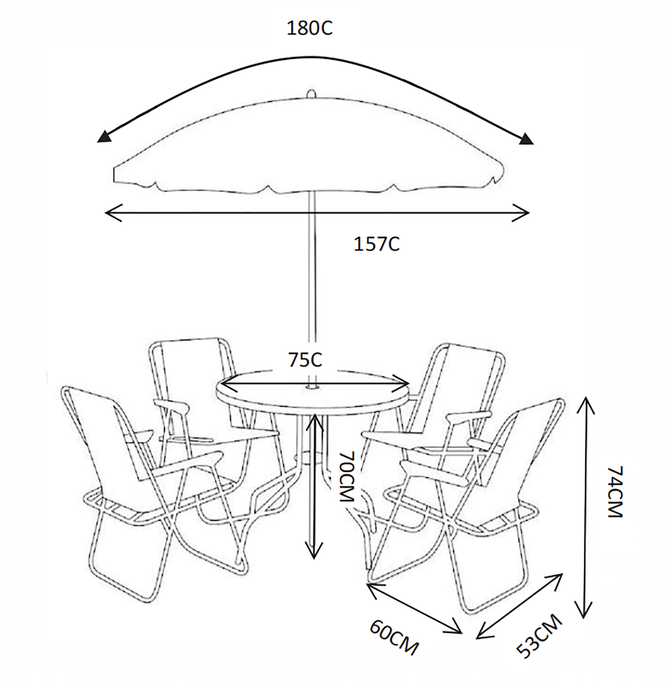 VCM Gartensitzgruppe Maxola schwarz Textilene B/H/L: ca. 75x74x75 cm