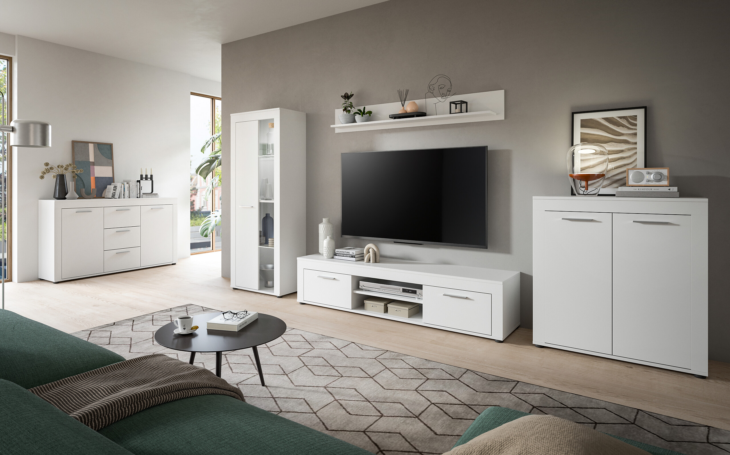 Wohnwand Jam weiß B/H/T: ca. 310x159x35 cm Wohnwand Jam weiß B/H/T: ca. 310x159x35 cm