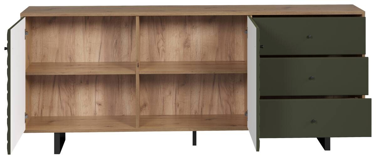 Sideboard Sentra Eiche Artisan Nachbildung grün dunkel B/H/T: ca. 183x75x40 cm