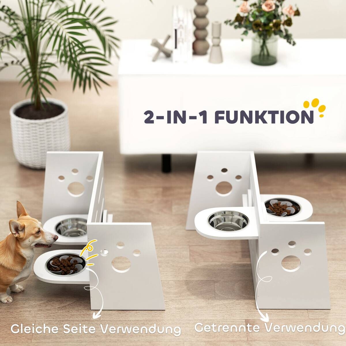 PawHut Hundenapf weiß Stahl B/H/L: ca. 58,5x40x63 cm
