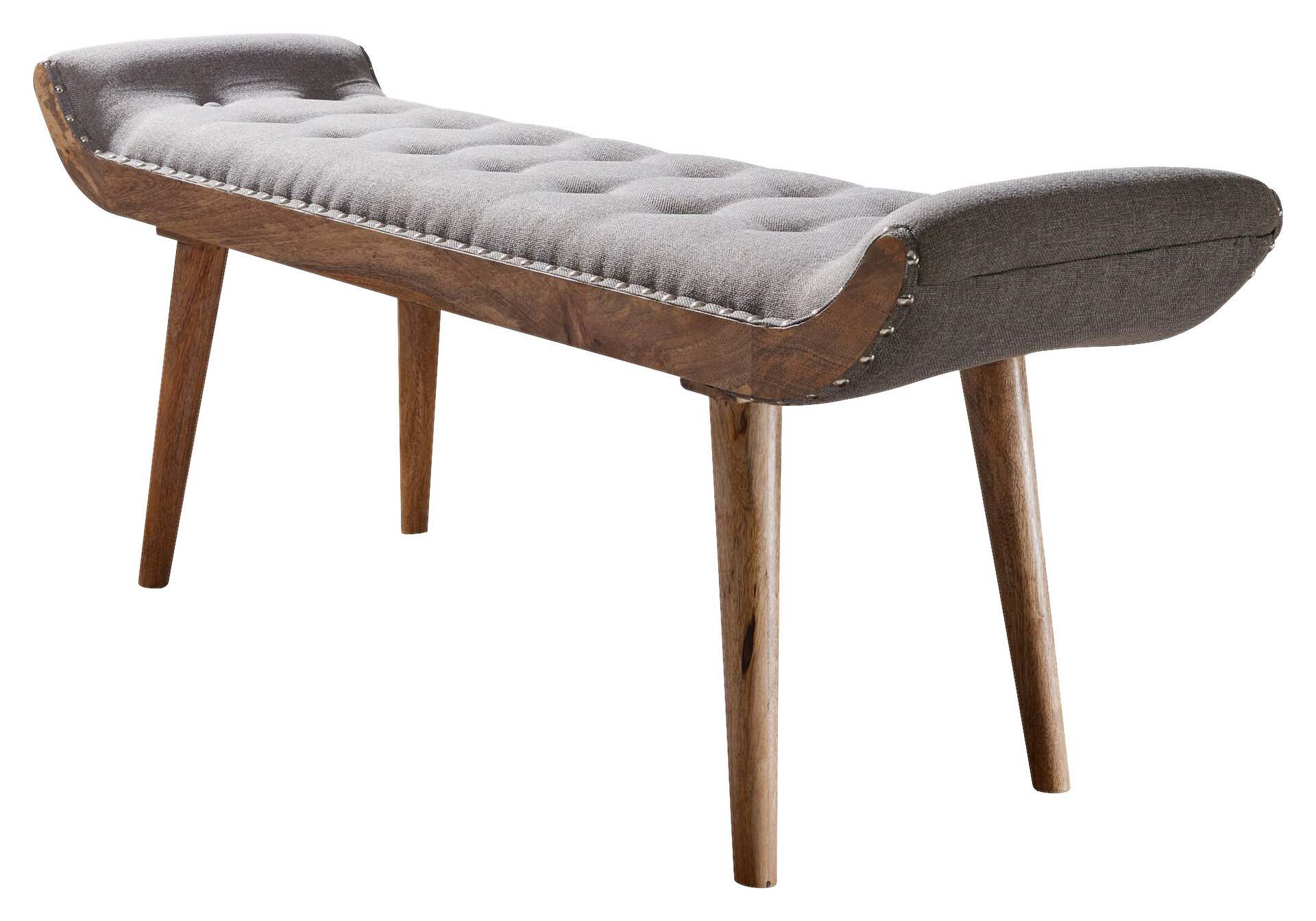 Wohnling Sitzbank grau natur Stoff Echtholz B/H/T: ca. 125x51x38 cm