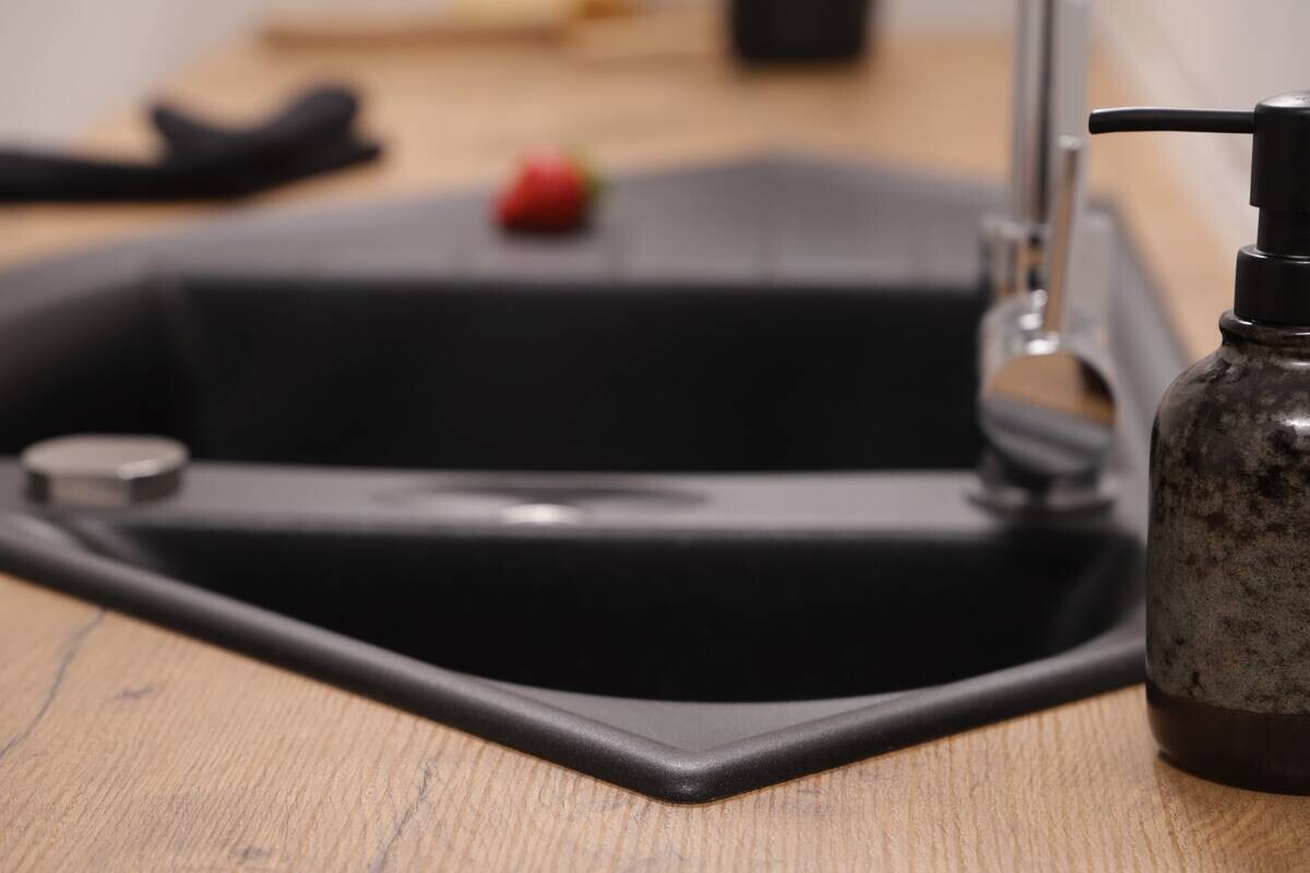 Respekta Einbauspüle Arlington schwarz Granit B/H/T: ca. 110,5x19,5x52 cm