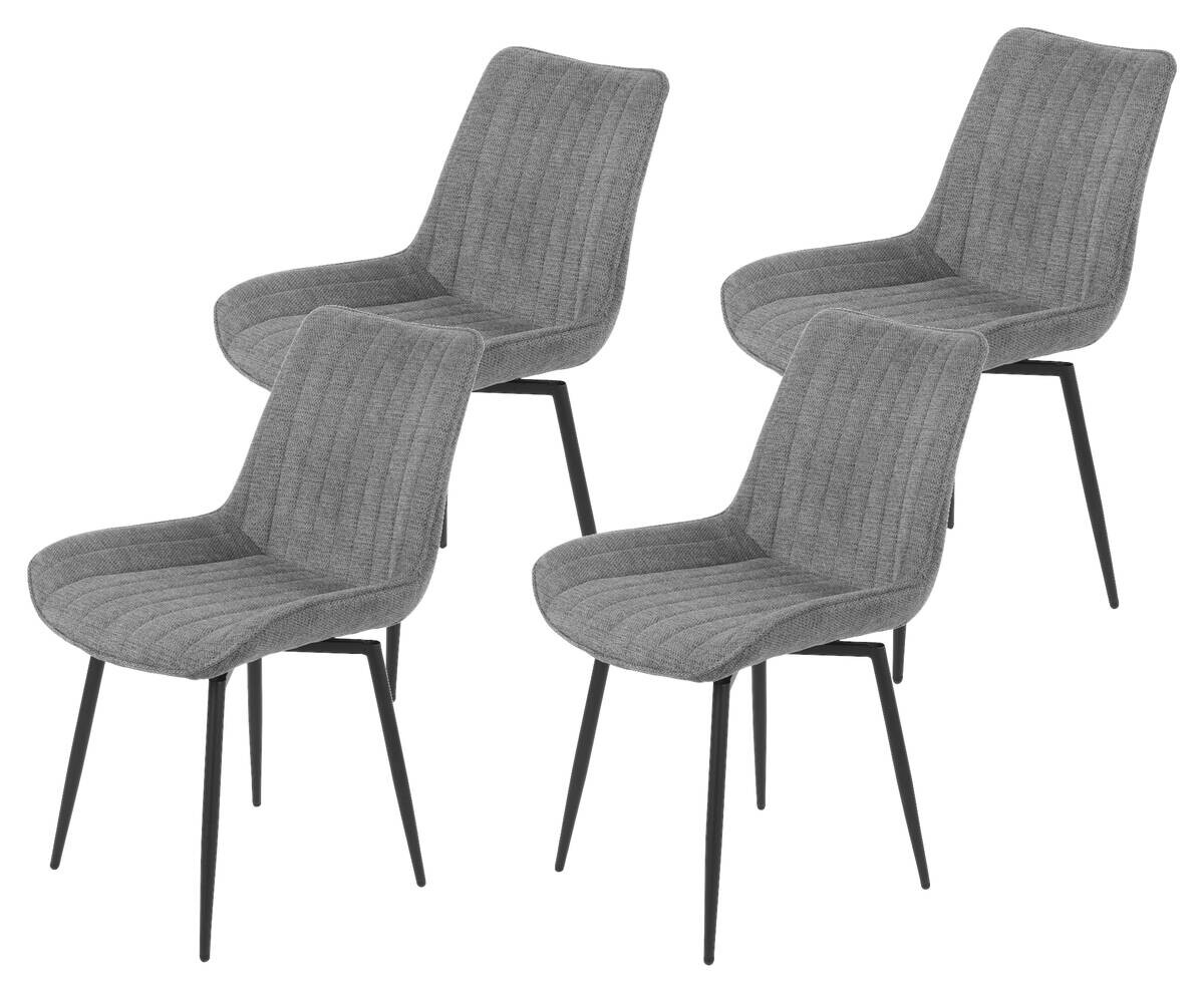 Stuhl Newport, 4er-Set grau Microfaser B/H/T: ca. 54x85x63 cm
