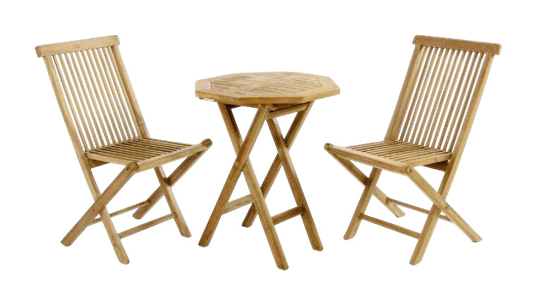 VCM Balkonset braun Teakholz B/H/T: ca. 46x89x62 cm