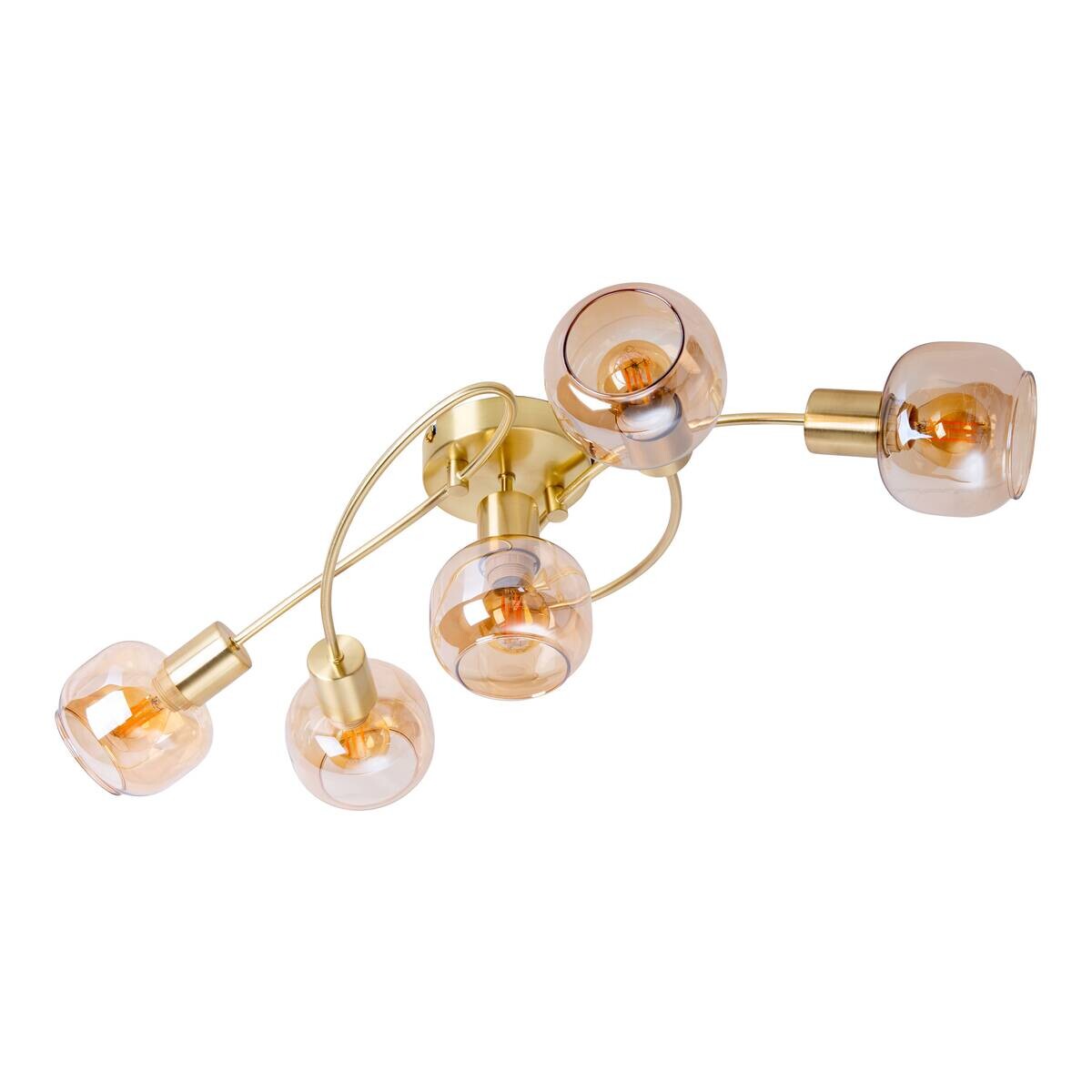 Näve Leuchten Spotleuchte 1390145 messing Metall Glas B/H/T: ca. 36x21x61 cm E14 5 Brennstellen