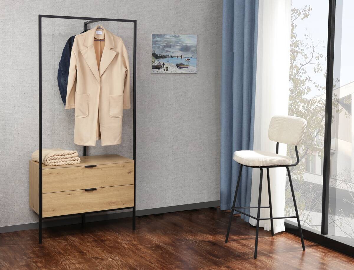 Garderobe Jody Eiche Artisan Nachbildung schwarz B/H/T: ca. 85x190x47 cm Garderobe Jody Eiche Artisan Nachbildung schwarz B/H/T: ca. 85x190x47 cm