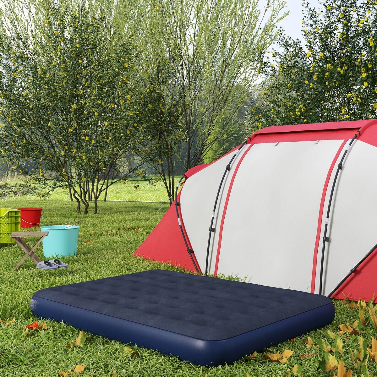 Outsunny Luftmatratze blau Kunststoff B/H/L: ca. 152x22x203 cm