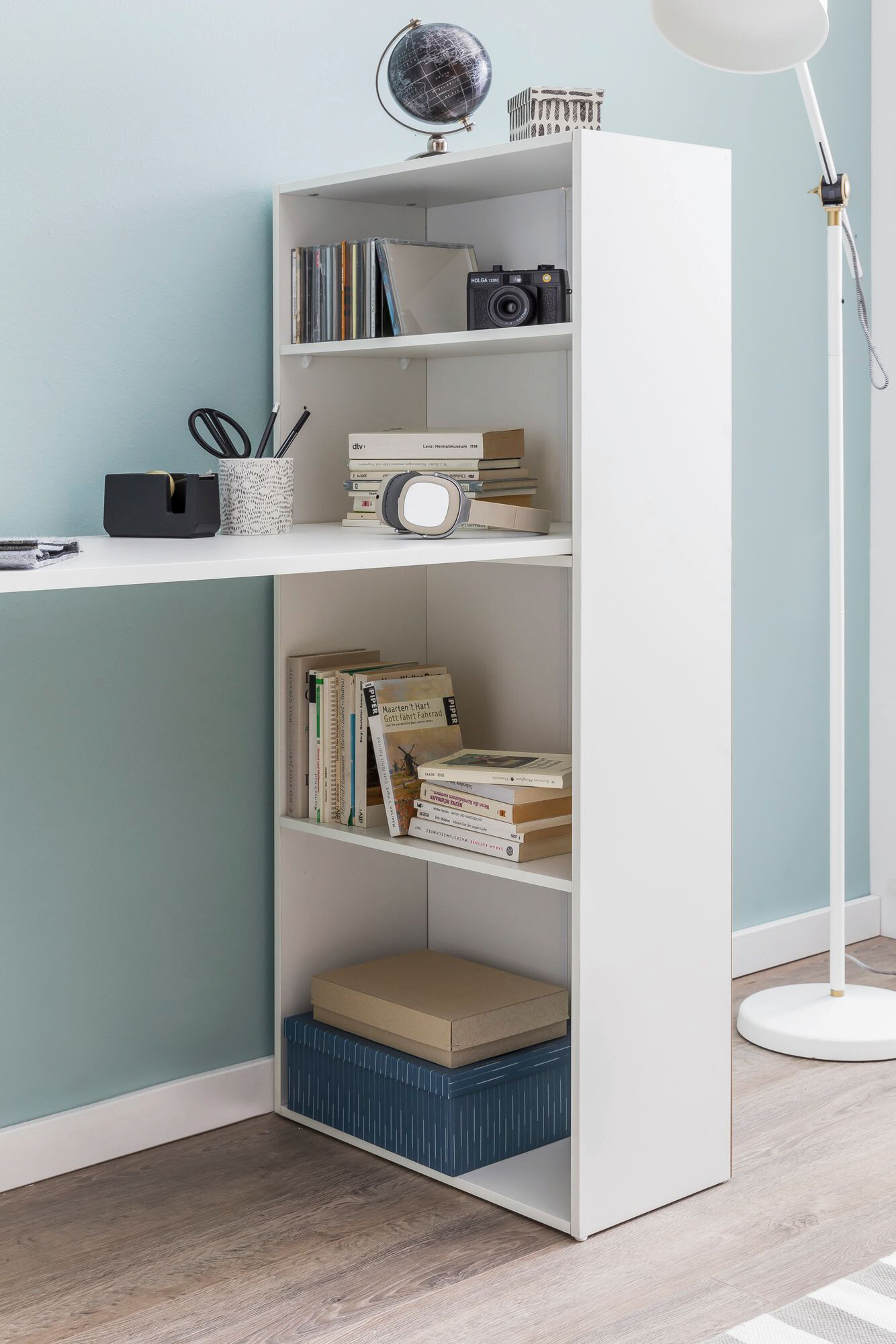 Schreibtisch weiß B/H/T: ca. 50x120x120 cm