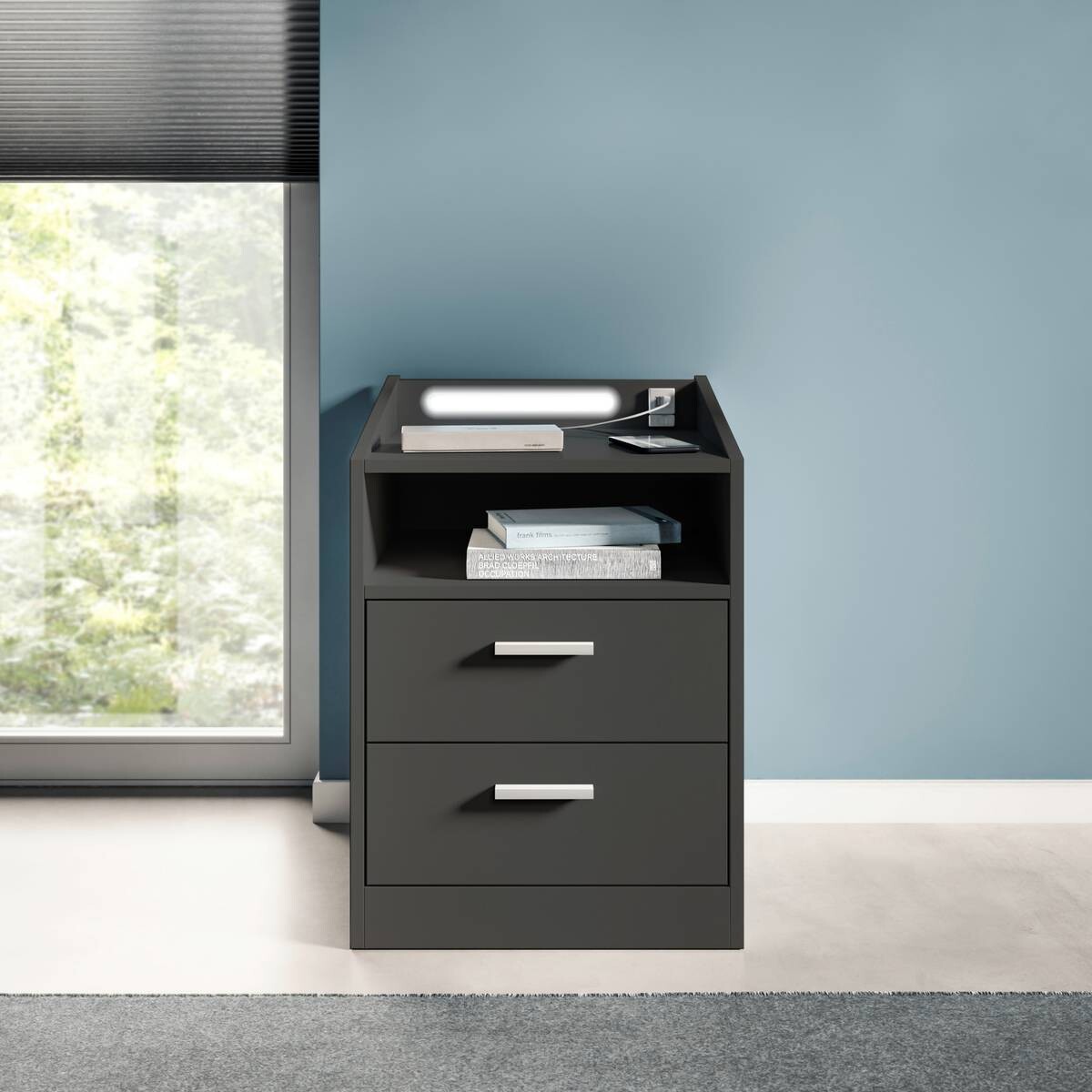 Nachtkonsole Lumo Graphit B/H/T: ca. 46x67x42 cm