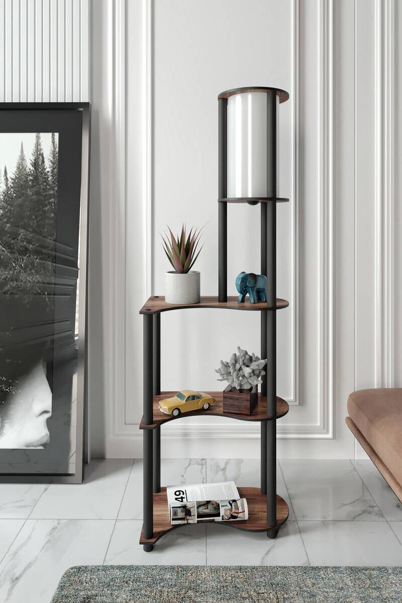 Opviq Stehleuchte nussbaum PVC MDF B/H/T/L/D: ca. 17x140x17x17x17 cm E27 1 Brennstellen