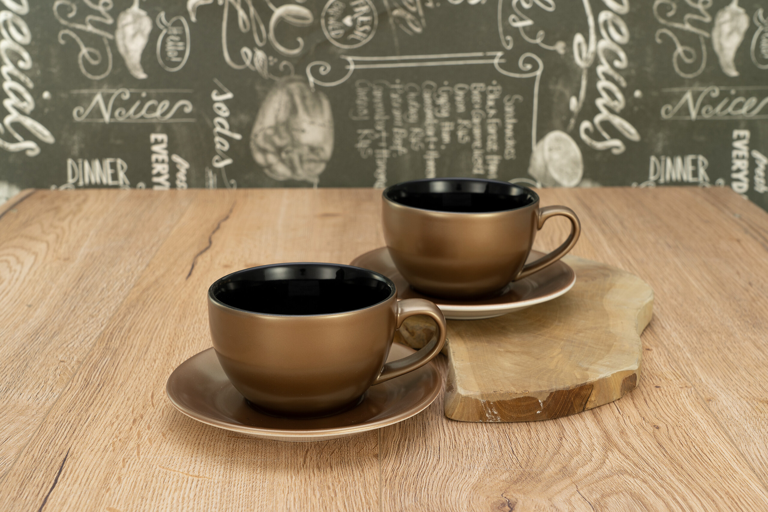 CreaTable Cappucinotassenset Golden Days gold Steinzeug 4 tlg.