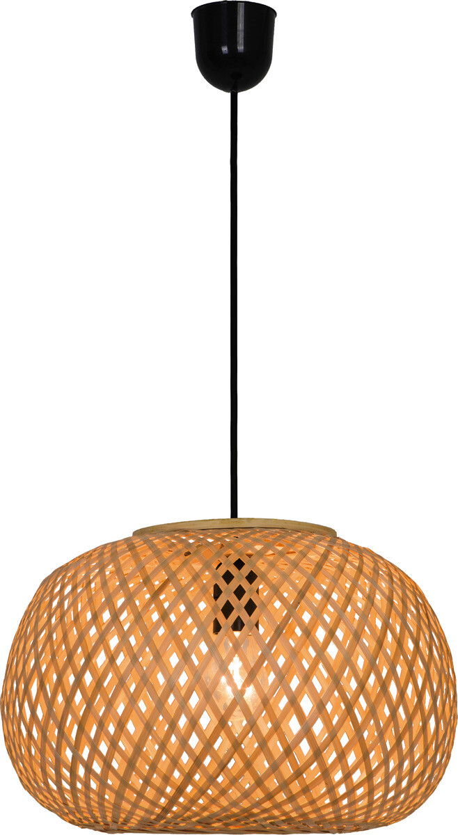 POCOline Pendelleuchte Bella natur schwarz Bambus Kunststoff L/D: ca. 130x35 cm E27 1 Brennstellen