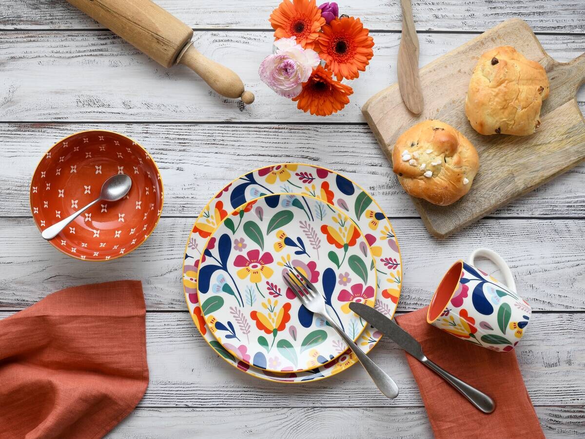 CreaTable Kombiservice Folklore bunt Steinzeug 16 tlg.