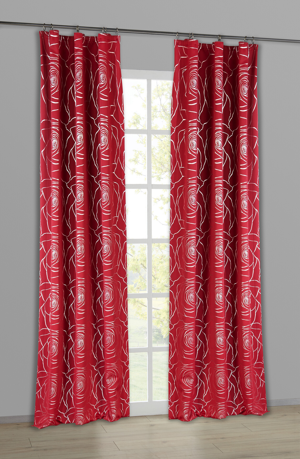 Home Essential Verdunklungsvorhang Roses rot B/L: ca. 140x245 cm