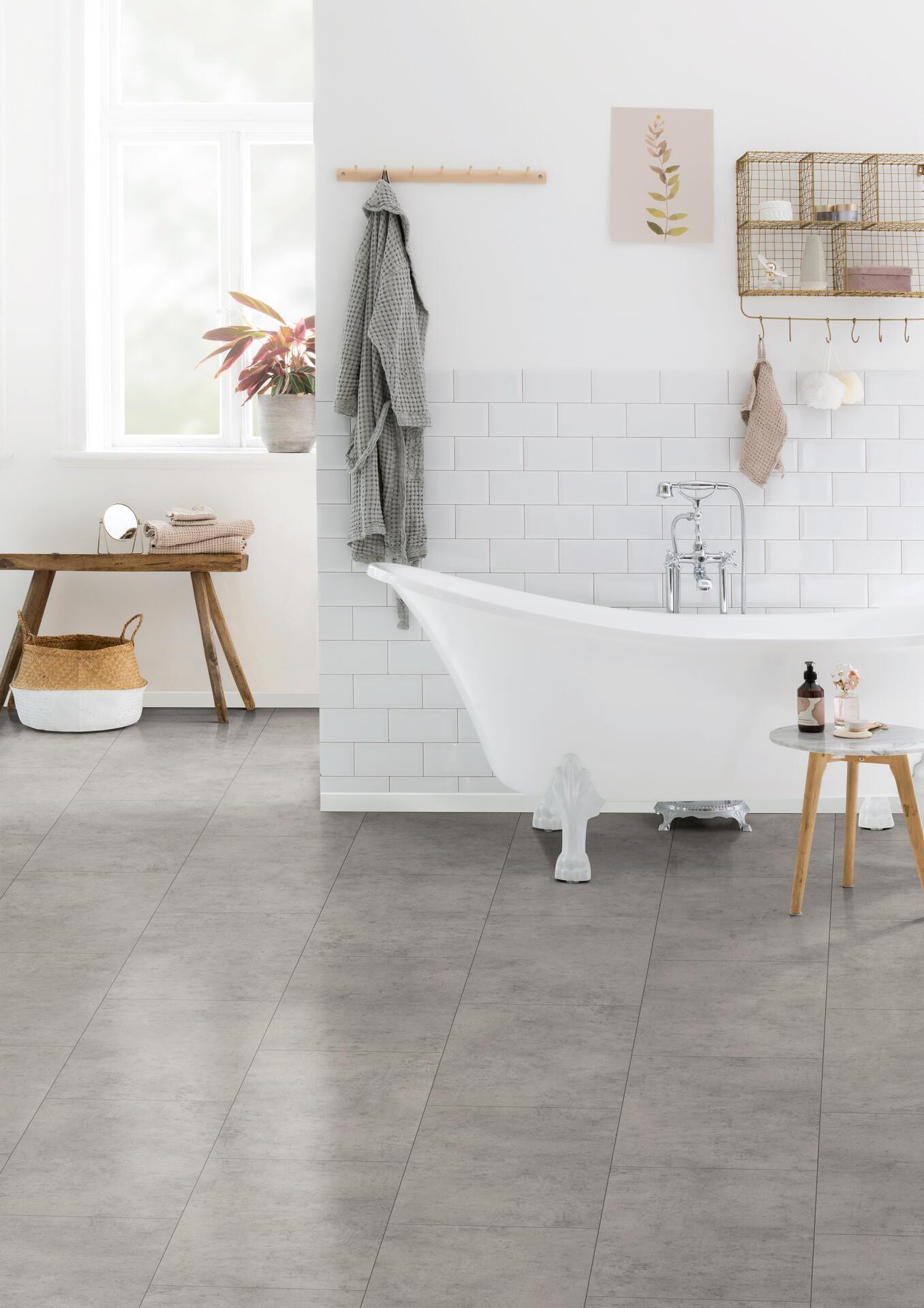 Laminatboden Fliese grau ca. 2,5349m² im Paket  B/L: ca. 34x130,5 cm pro Paket