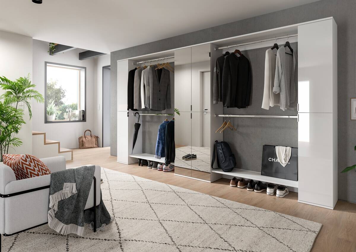 Garderobe PROJEKT X weiß weiß Hochglanz B/H/T: ca. 341x191x37 cm