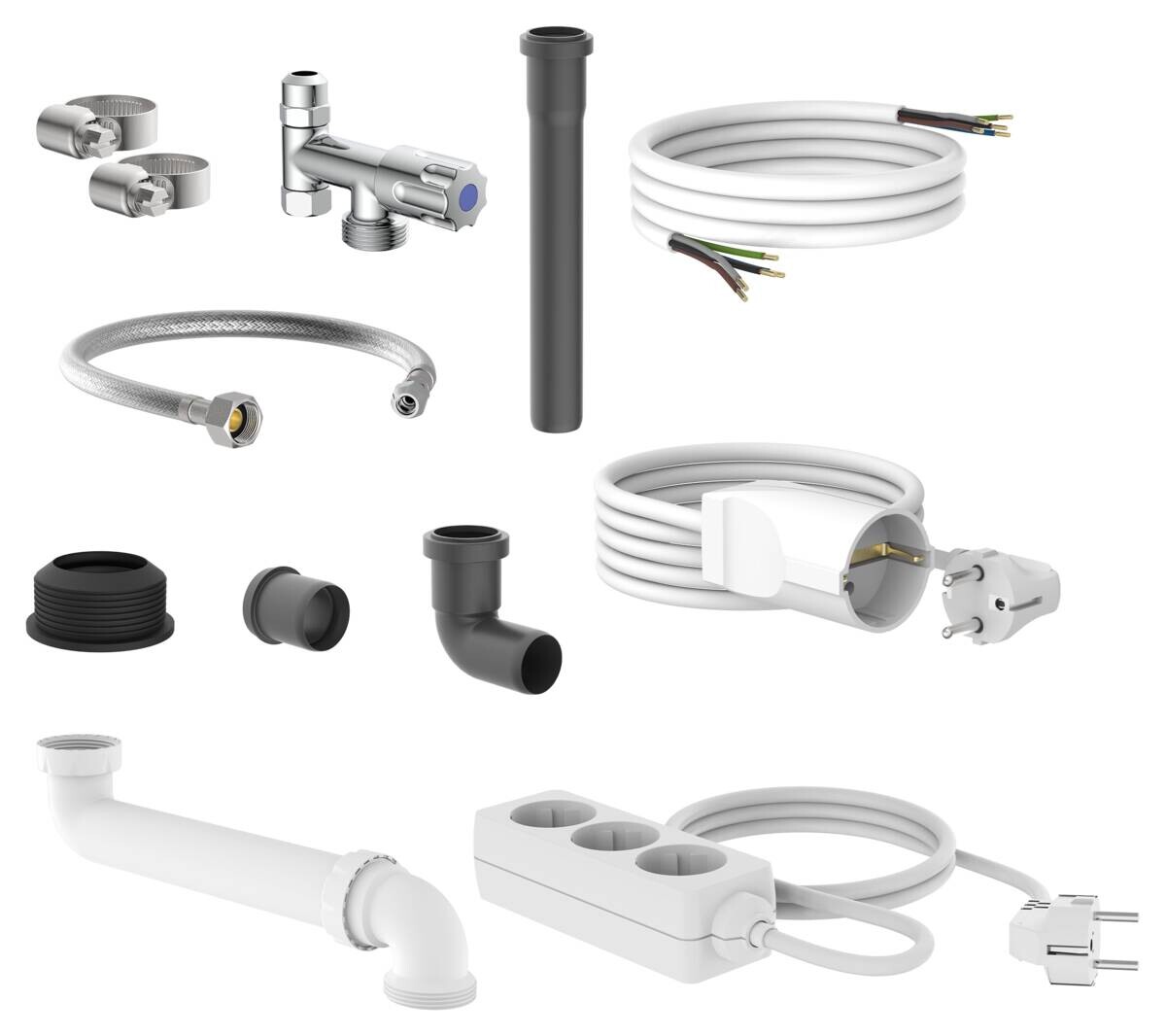 Küchen-Anschluss-Set  12tlg. weiß