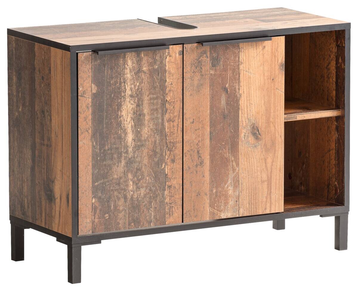 Waschbeckenunterschrank Jaap Old Wood dunkel Nachbildung B/H/T: ca. 79,8x49,3x33 cm Waschbeckenunterschrank Jaap Old Wood dunkel Nachbildung B/H/T: ca. 79,8x49,3x33 cm