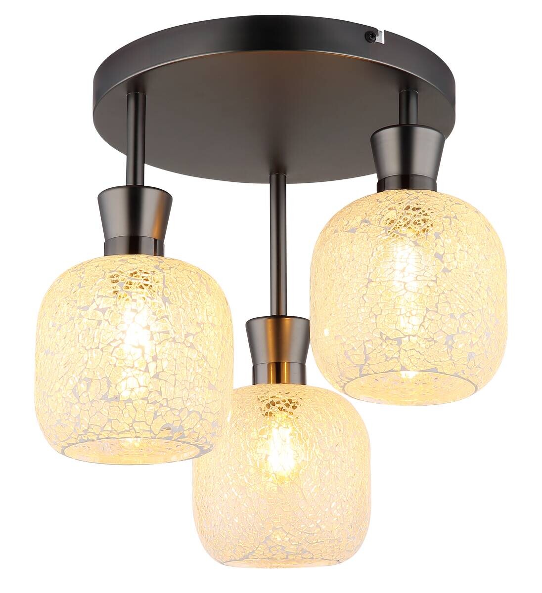 GLOBO Deckenleuchte Chrom schwarz Metall Glas B/H/L: ca. 21x32x29 cm 3 Brennstellen