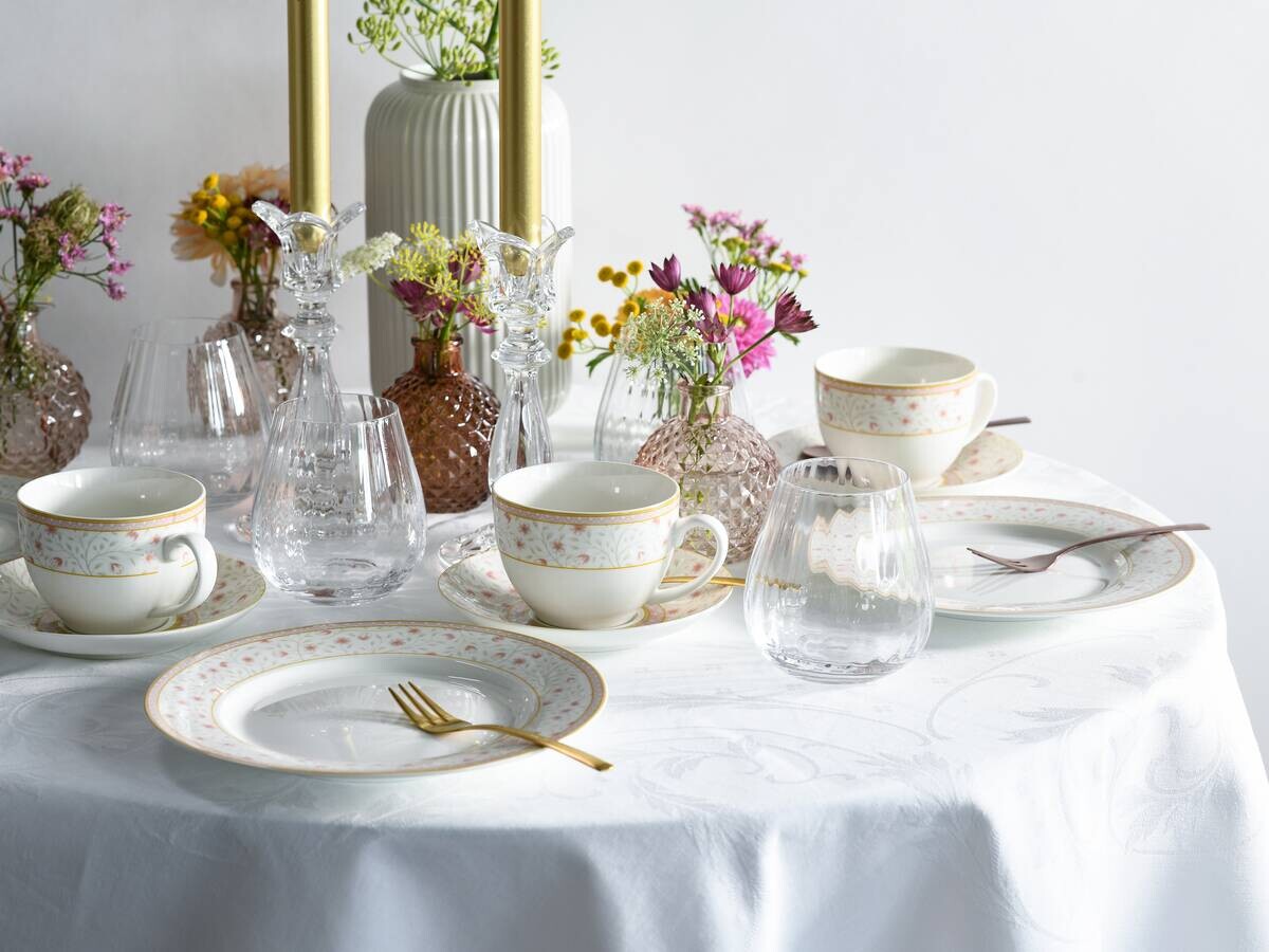 CreaTable Kaffeeservice Emilia weiß Porzellan 18 tlg.