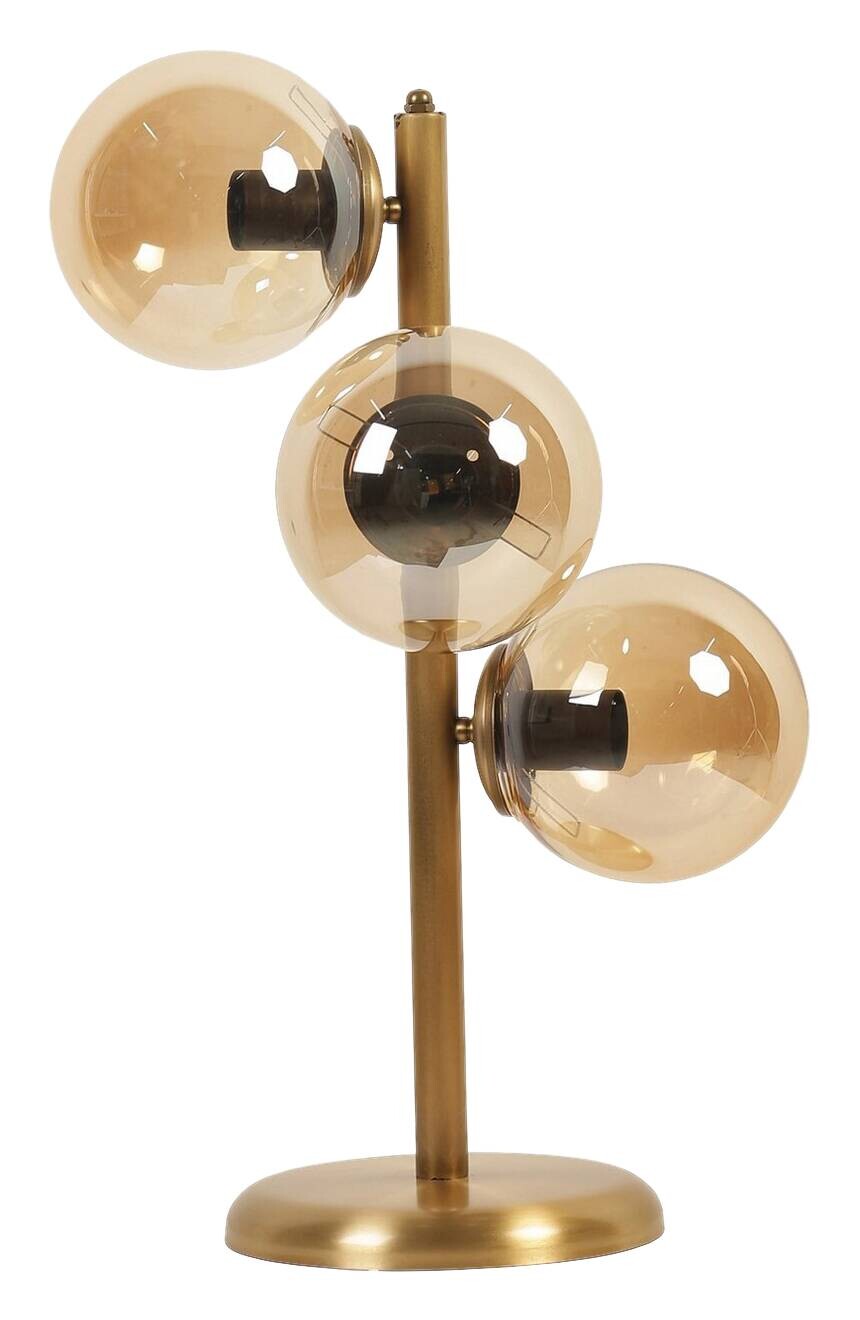 Opviq Tischleuchte gold Glas Metall B/H/L: ca. 20x55x20 cm E27 3 Brennstellen